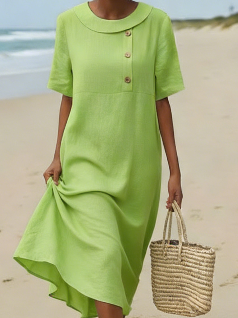 🔥Summer Arrivals🌟Elegant Cozy Round-neck Loose A-line Dress