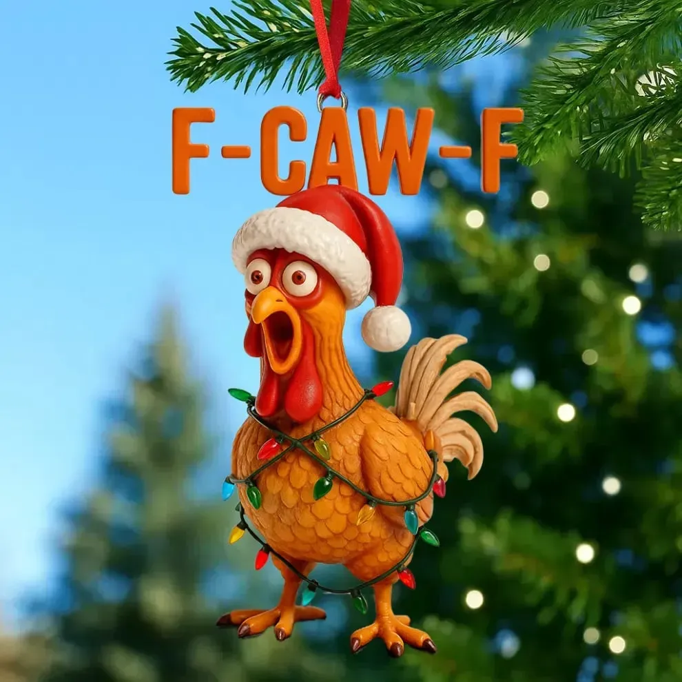 Funny Angry Chicken Christmas Ornaments