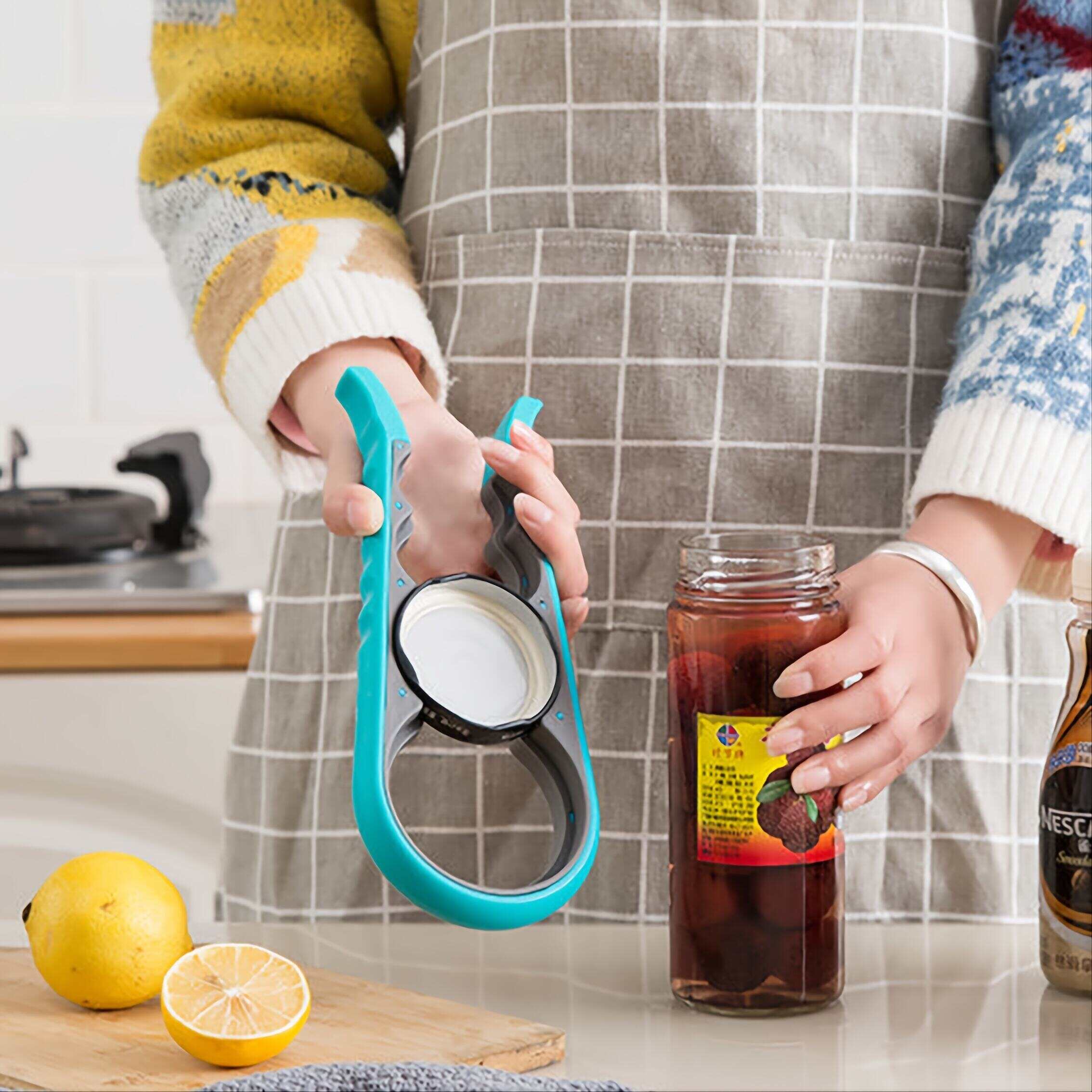 1pc 4-in-1 Multifunctional Jar Opener for Arthritic Hands and Weak Hands - Easy to Use Lid Opener, Can Opener, and Bottle Opener - Perfect for Seniors with Arthritis - 9.06 x 3.74 Inches
