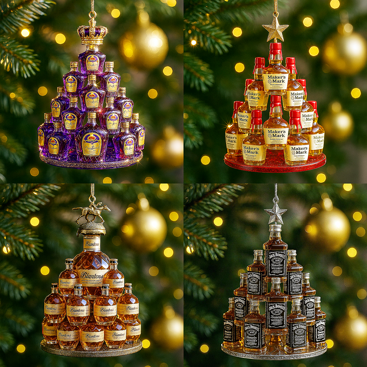 Whiskey Bottle Christmas Tree Ornaments