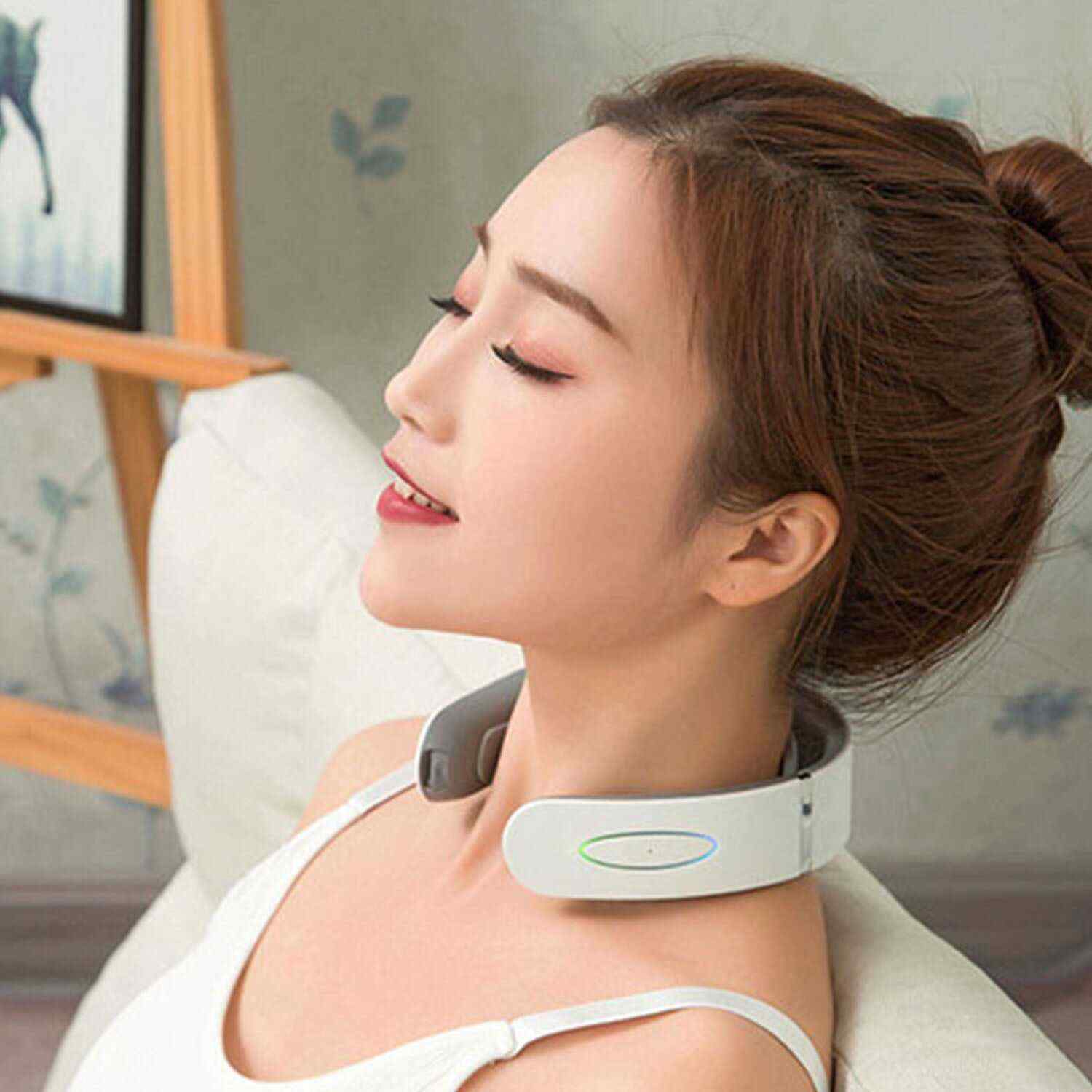 Neck Massager with Heat, Rechargeable, Pain Relief, Cordless Intelligent Neck Massage, 6 Modes Multi Levels Portable Deep Tissue Trigger Point Massager Car, Home, Outdoor, Office Lightweight 9 Speeds