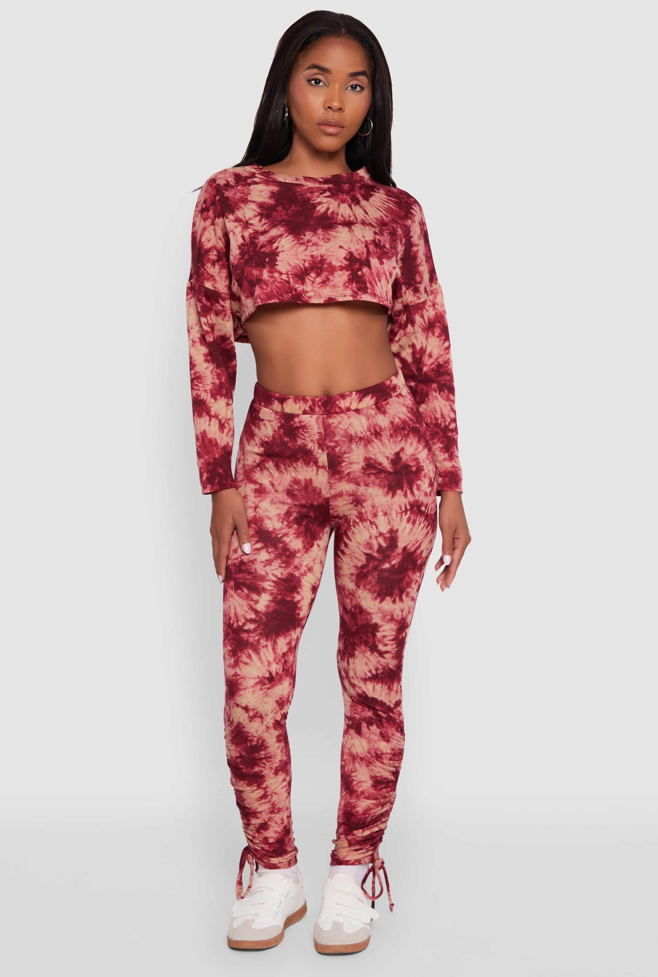 Long Sleeve Tie Dye Cropped Sweatshirt