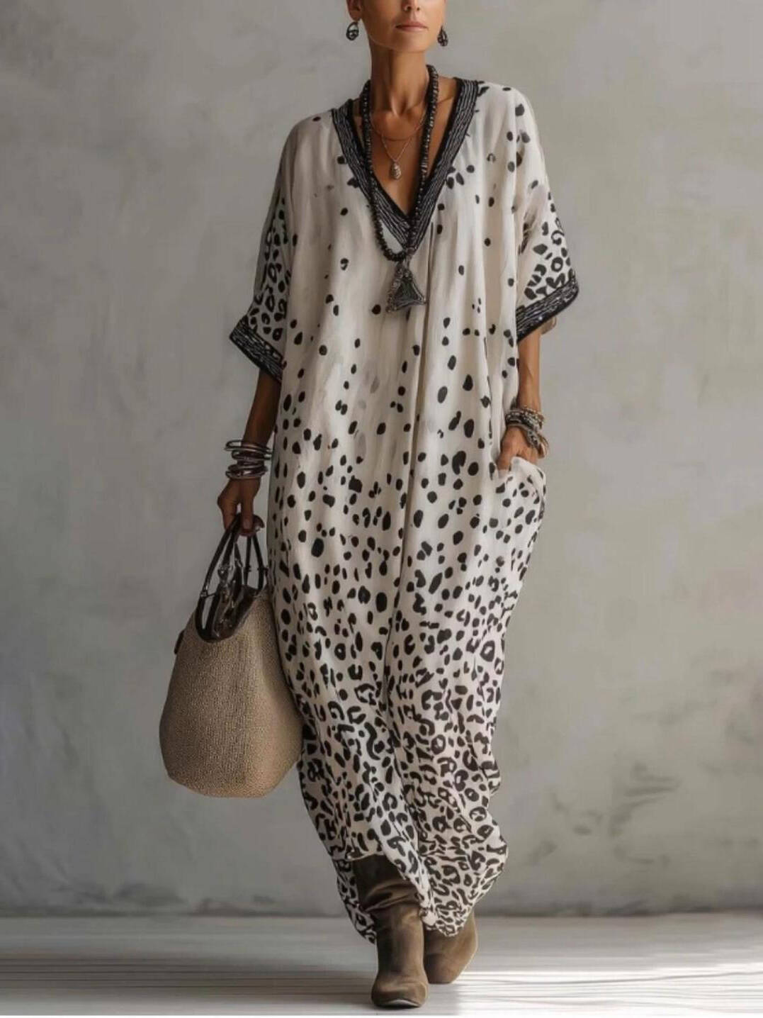🔥Summer Arrivals🌟Elegant Leopard Print V-neck Dress