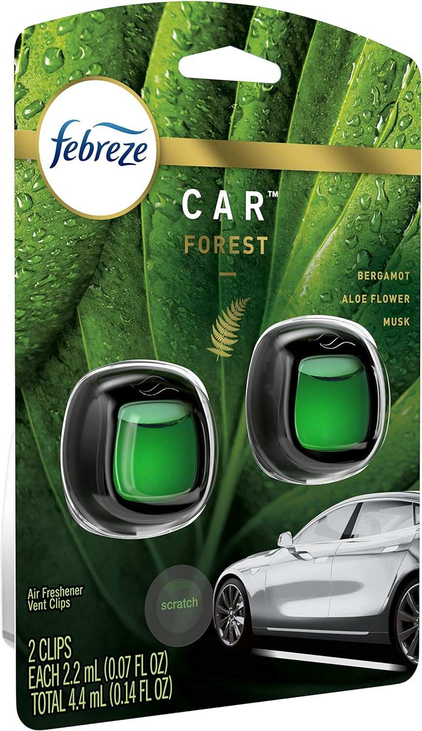 Febreze Car Air Fresheners, New Car Scent, Odor Eliminator for Strong Odors Car Vent Clips (2 Count)