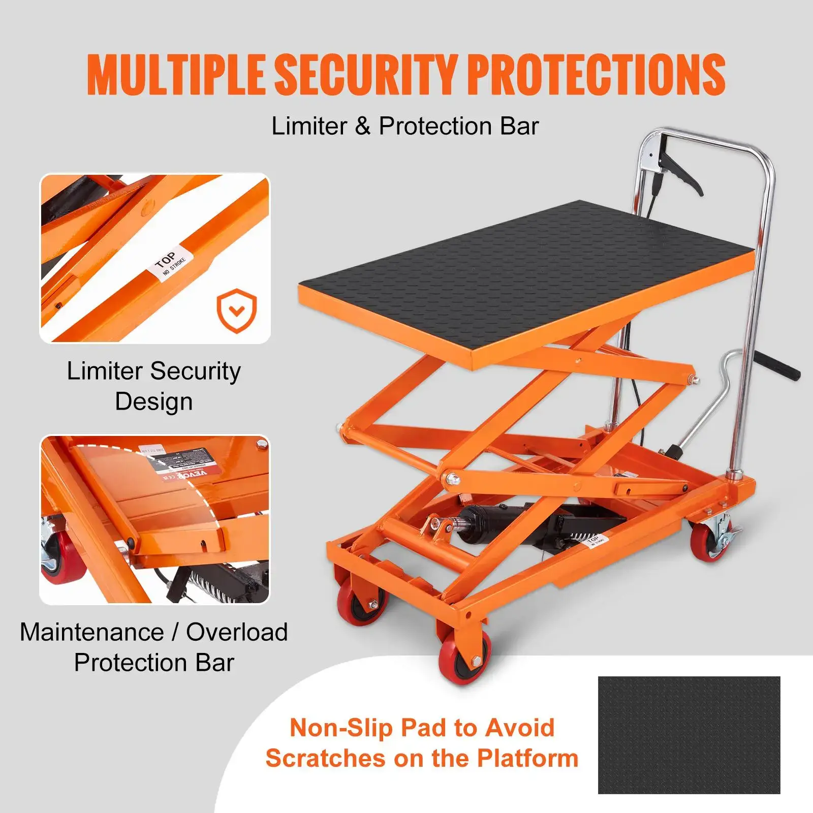 Hydraulic Lift Table Cart 330lbs Capacity 50