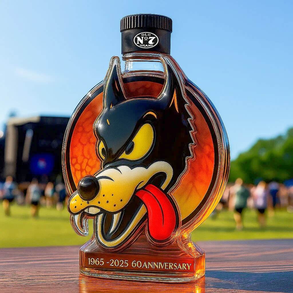 Grateful Dead Jerry Garcia Guitar Wolf Whisky Bottle