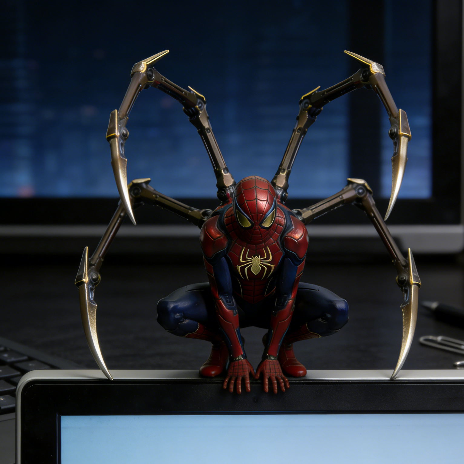 Steel spider armored mechanical tentacle figurine