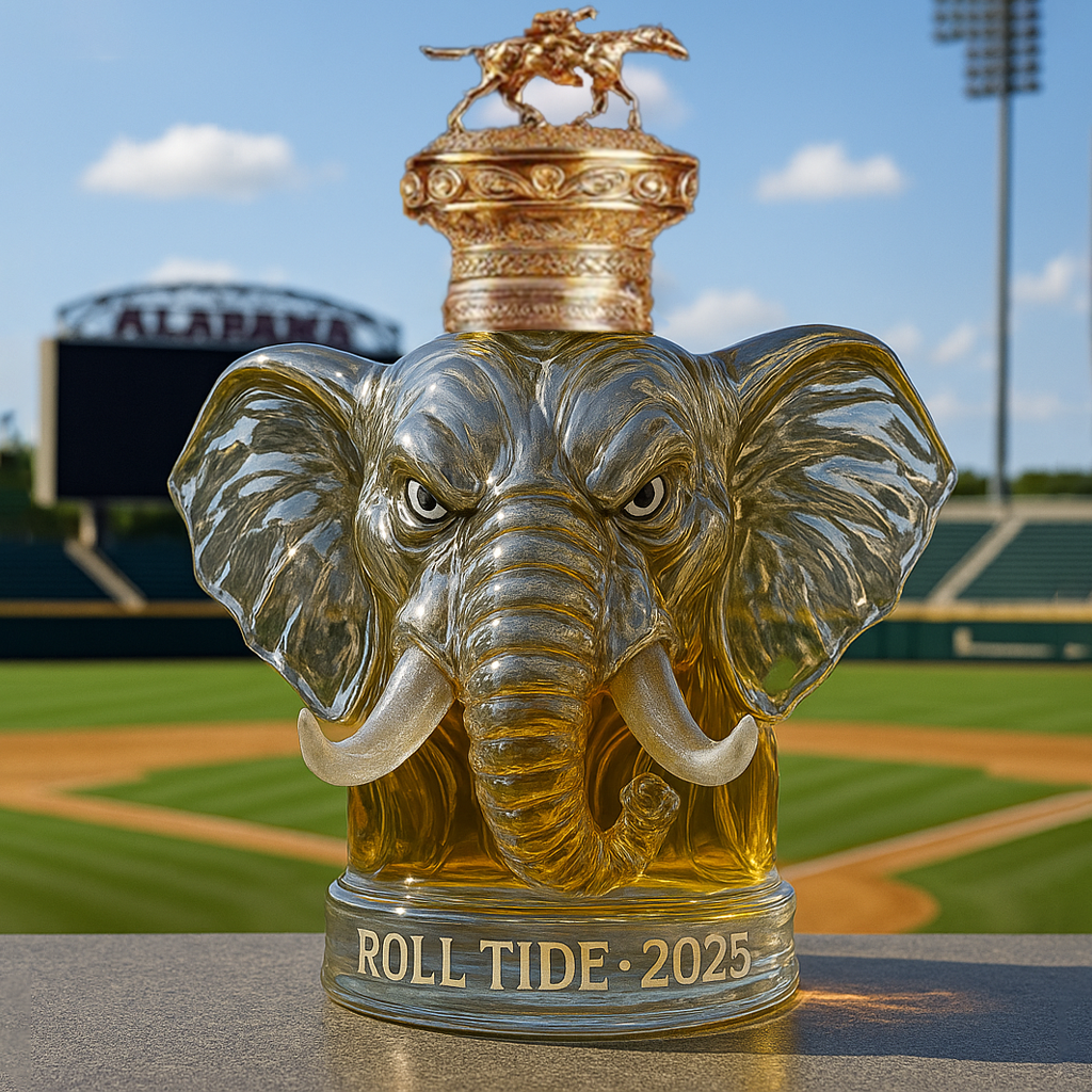 University of Alabama Big Al Whiskey Bottle.