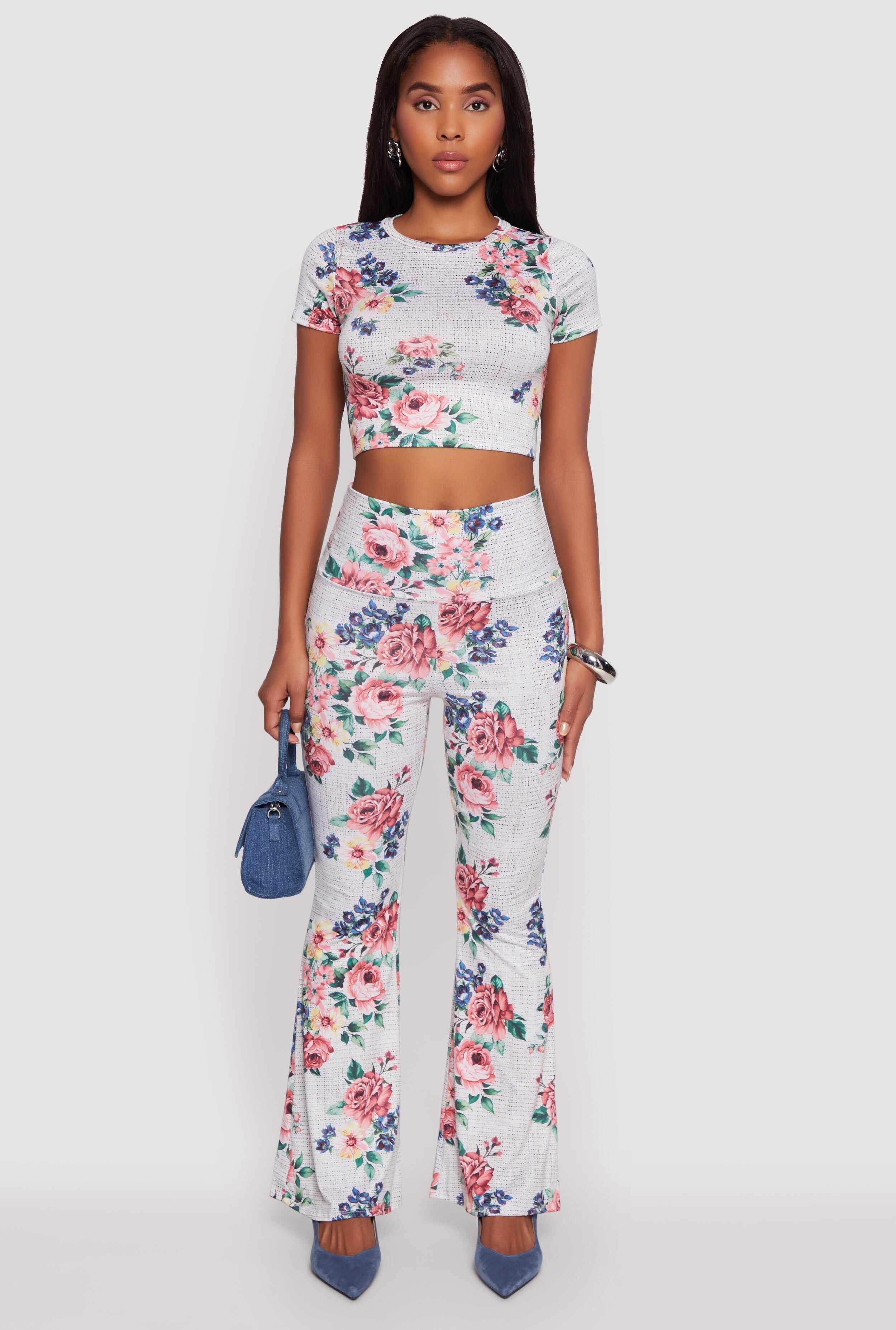 Floral Print High Neck Crop Top