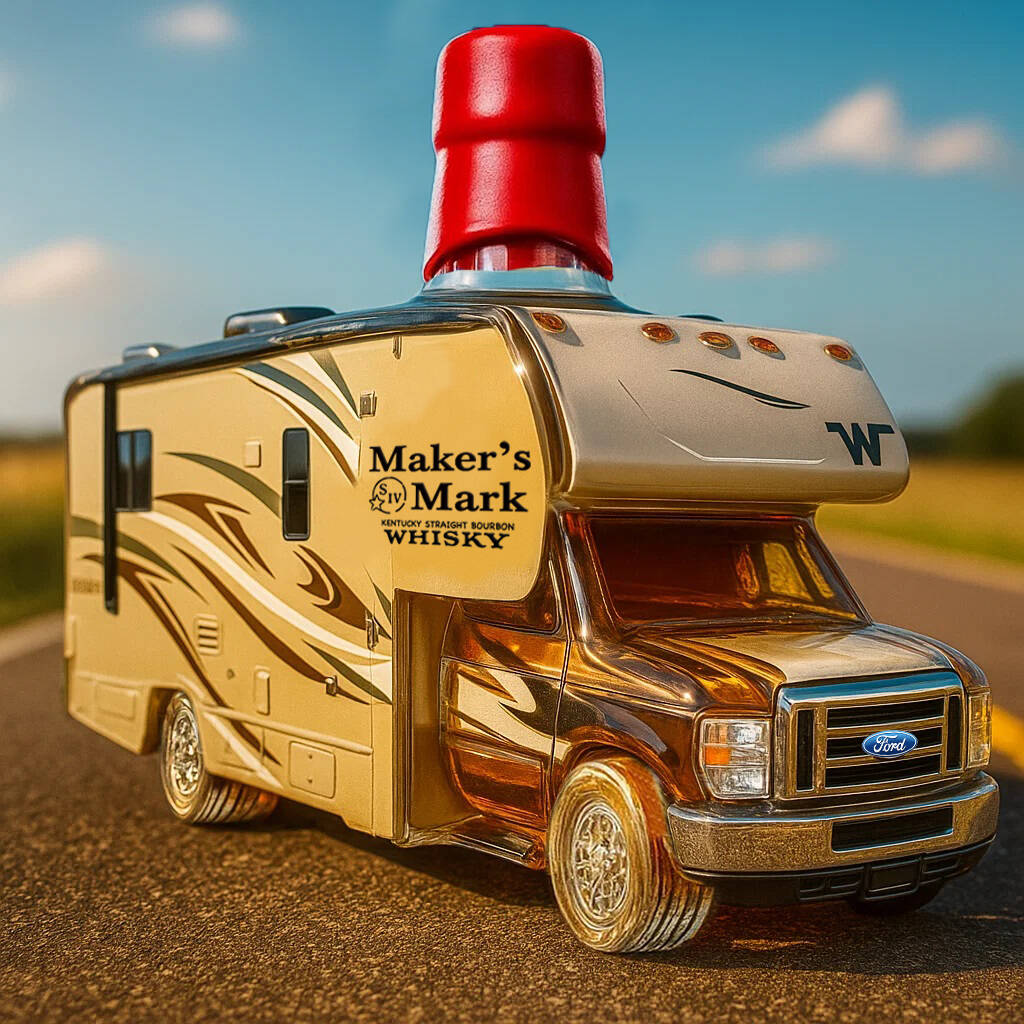 Winnebago Minnie Winnie RV Whisky Bottle