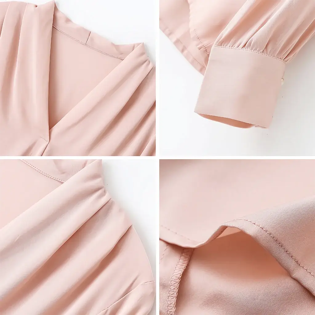 Spring V-neck Silk Shirt for Women