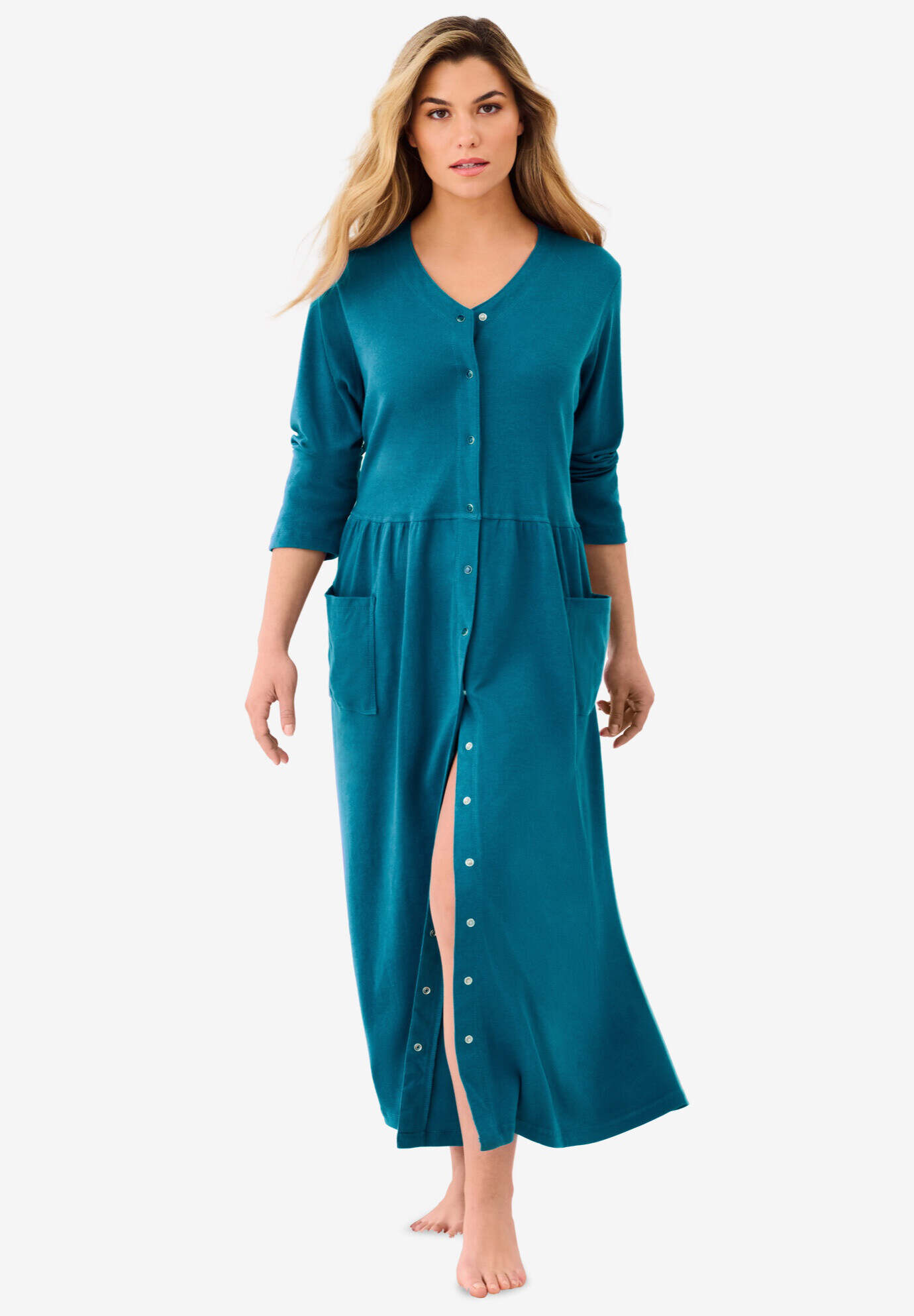 Long Snap-Front Knit Lounger