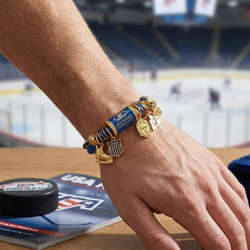 🏒 Jack Hughes 2026 Winter Gold Memory Bracelet