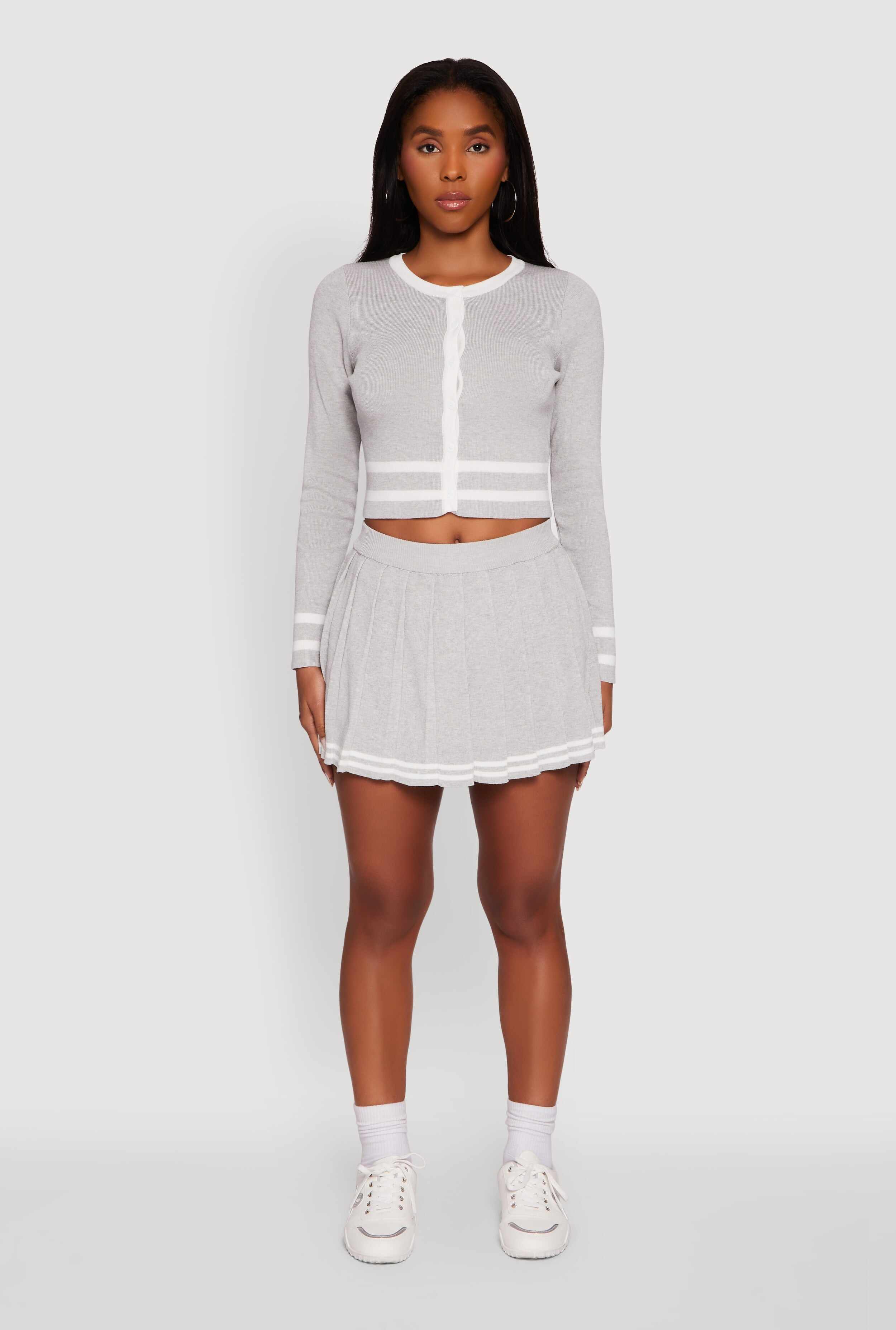 Daisy Button Front Contrast Trim Cardigan