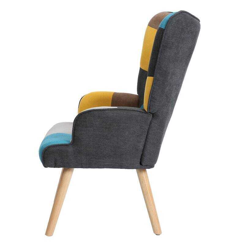 Aurelio Accent Chair with Ottoman, Living Room Chair and Ottoman Set, Comfy Side Armchair for Bedroom, Creative Splicing Cloth Surface
