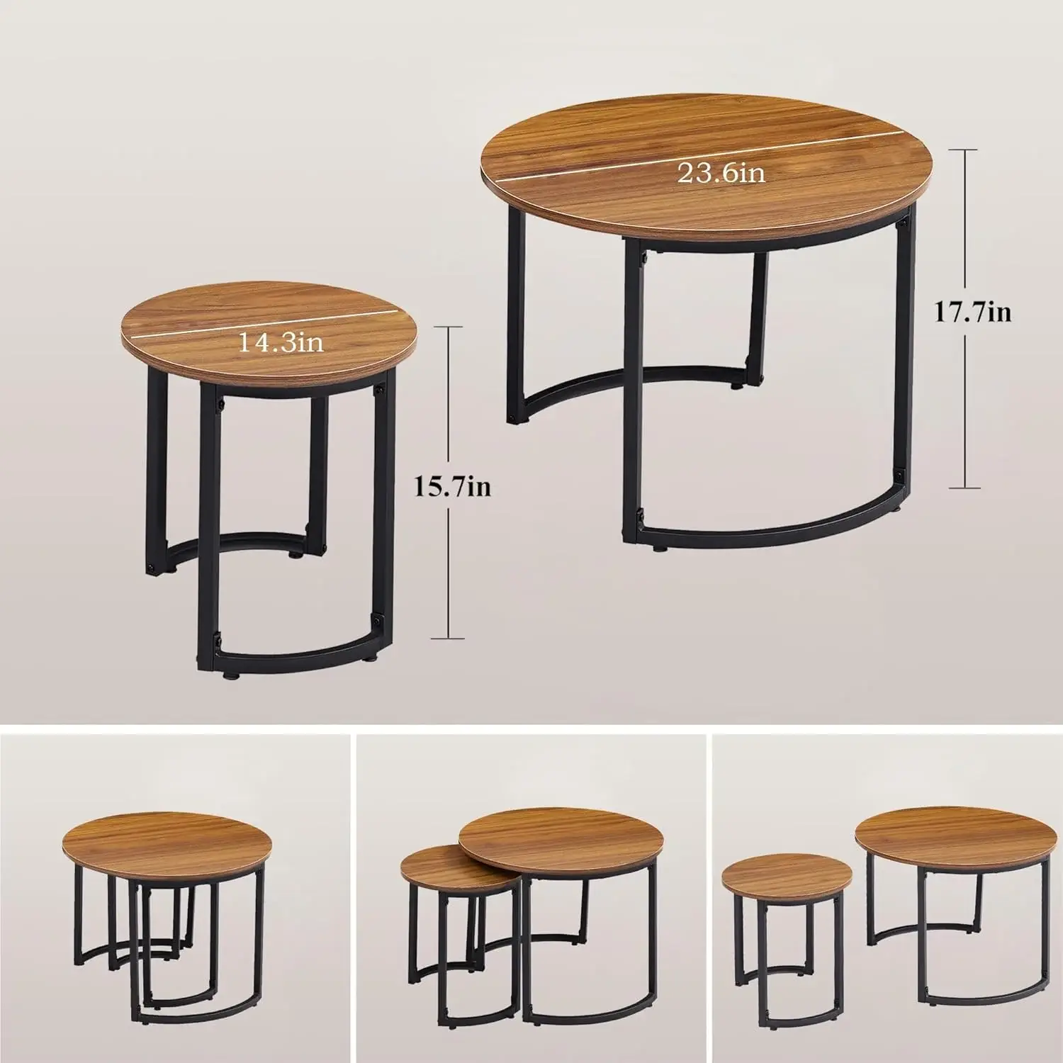 VECELO Nesting Coffee Table Set of 2