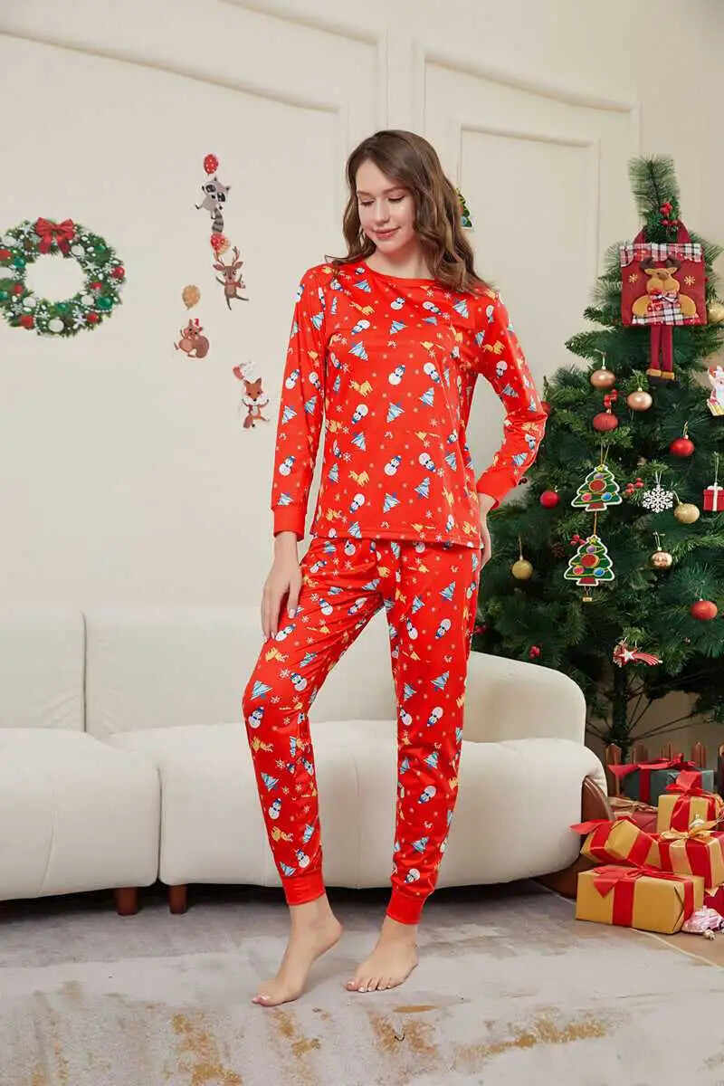 Family Matching Christmas Pajamas Sets Printed Pjs Suit