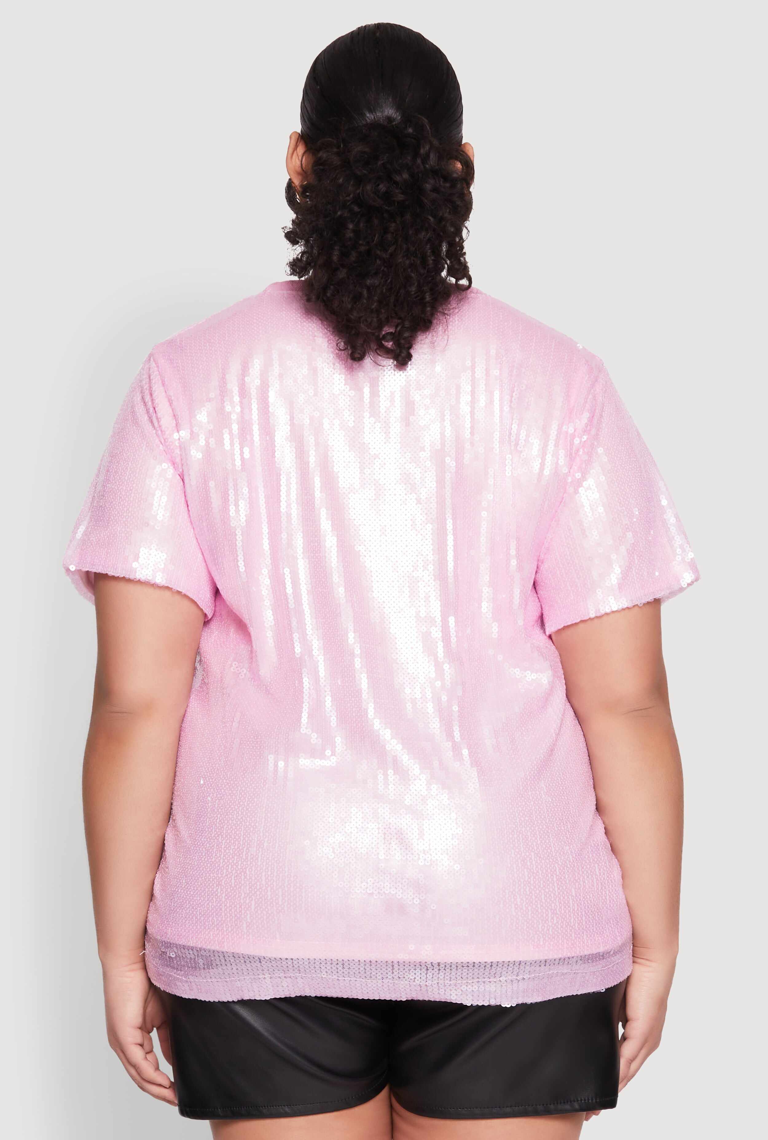 Plus Size Sequin Beautiful Graphic Top