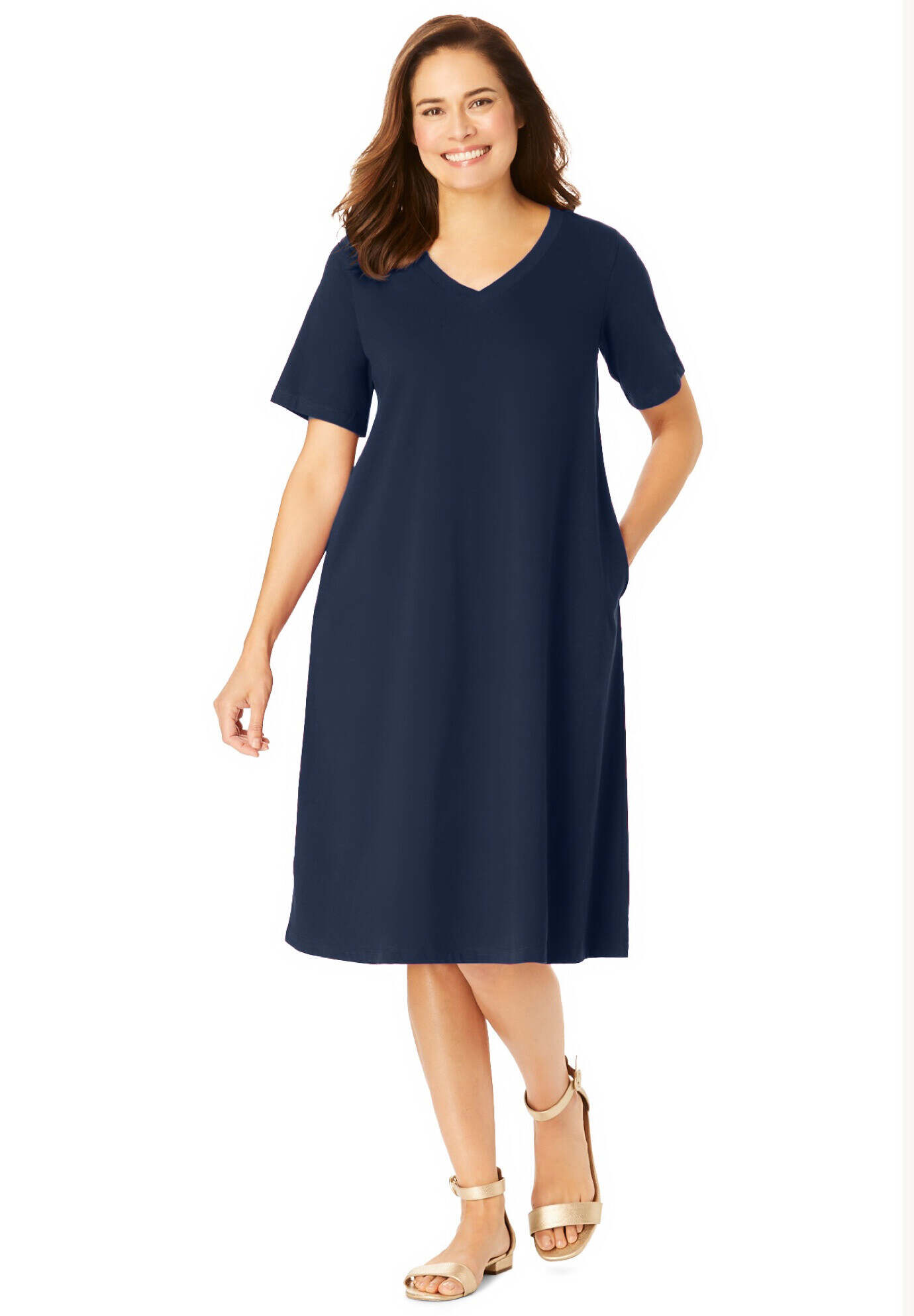 Perfect Short-Sleeve V-Neck Tee Dress