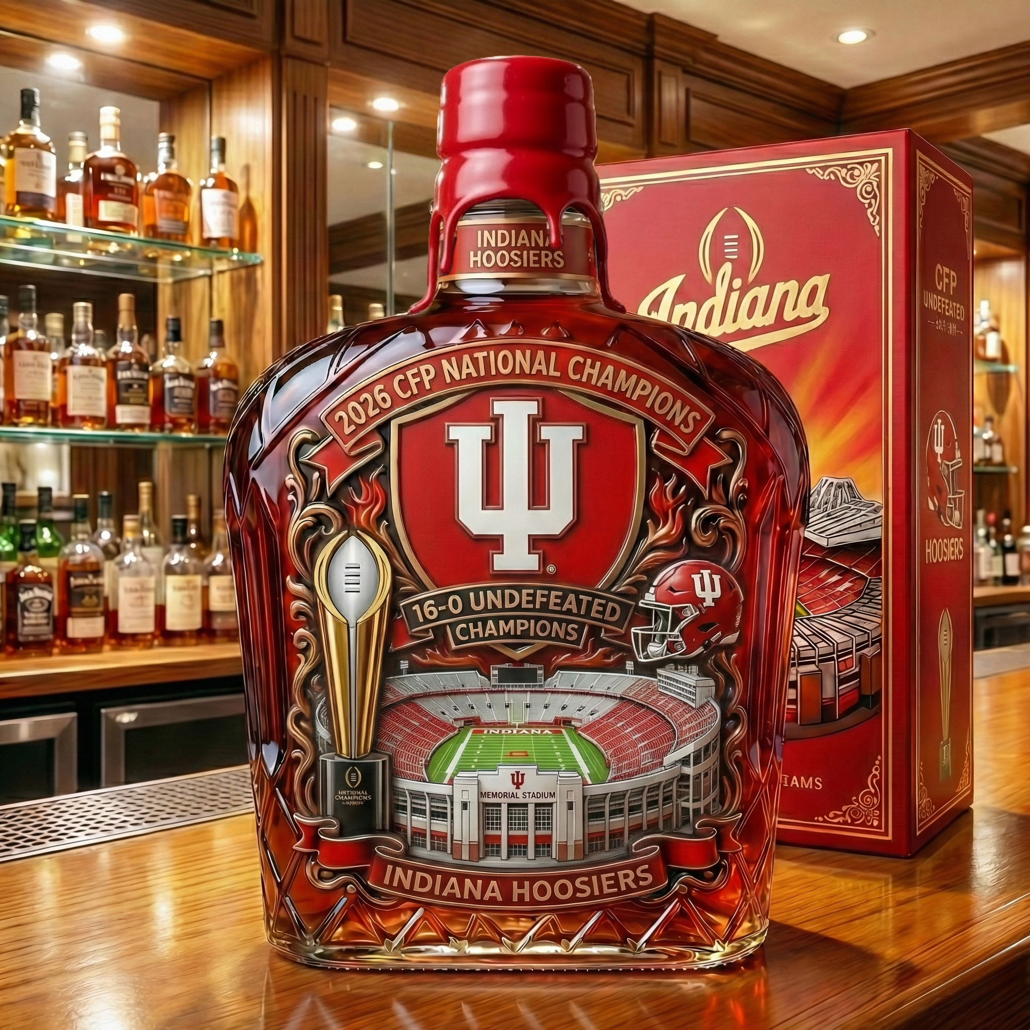 Indiana Hoosiers 2026 CFP National Champions Commemorative Whisky Bottle