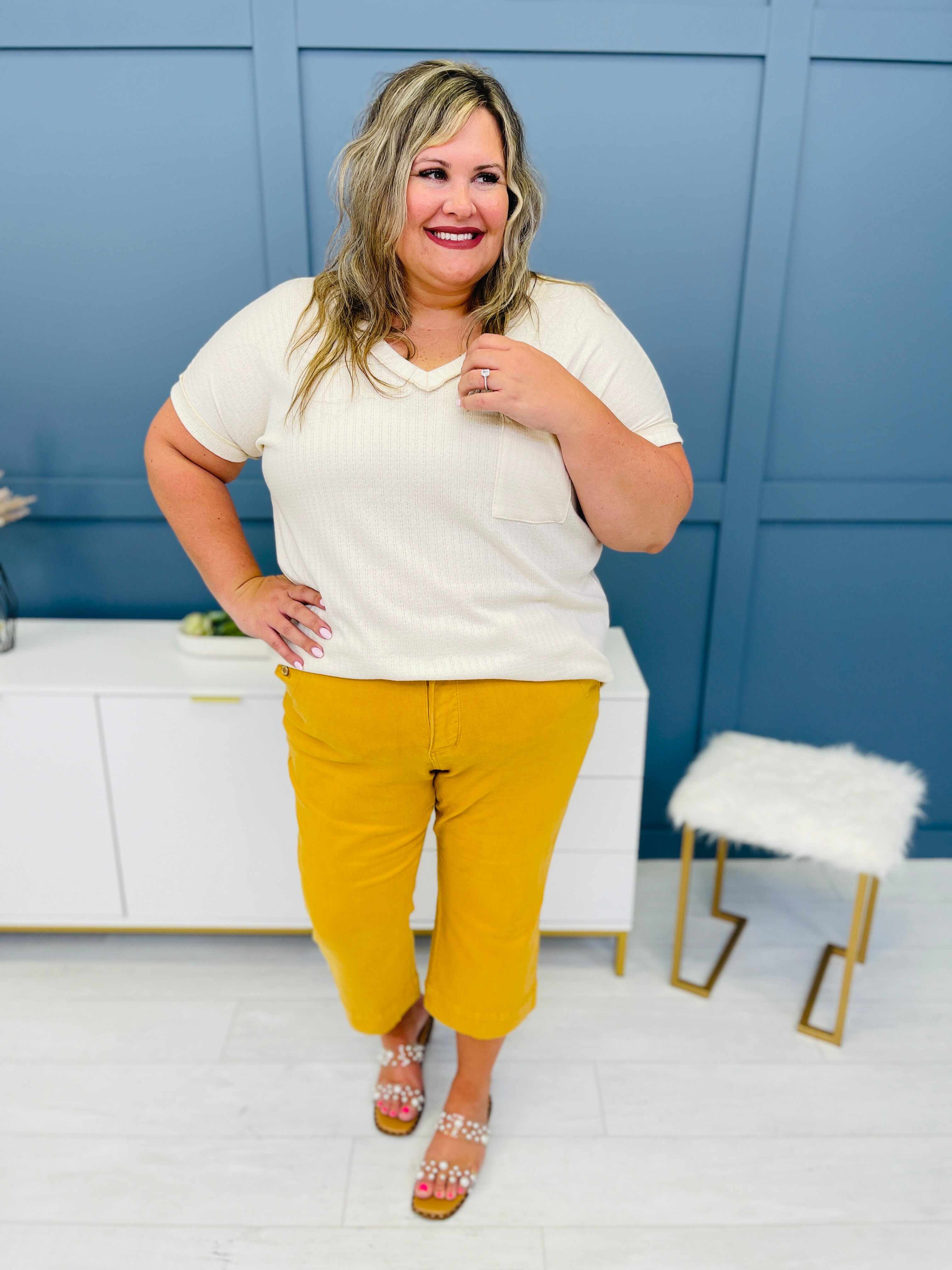REG/CURVY You Are My Sunshine Cropped Wide Leg Jeans