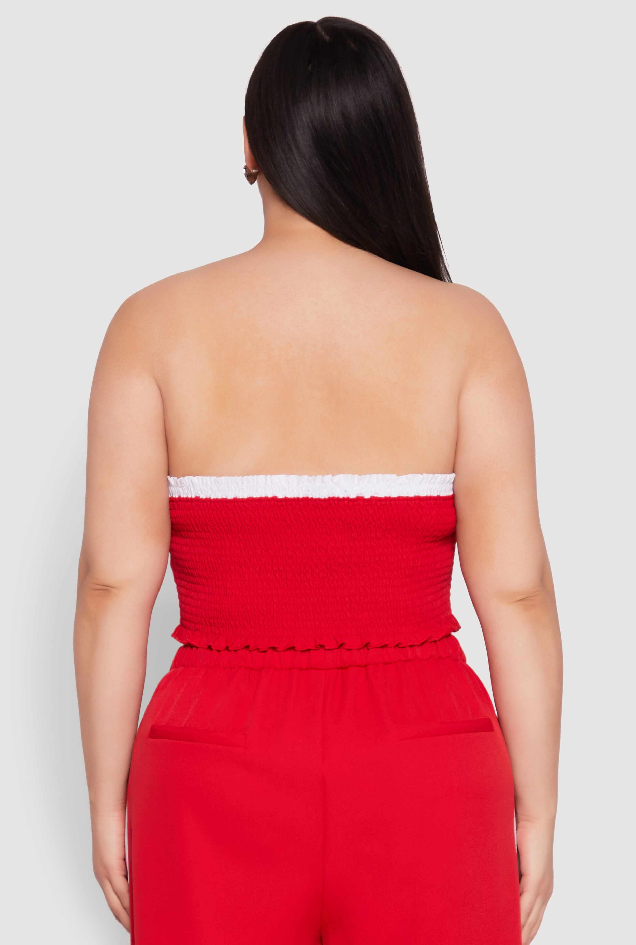 Plus Size Varsity Stripe Tube Top