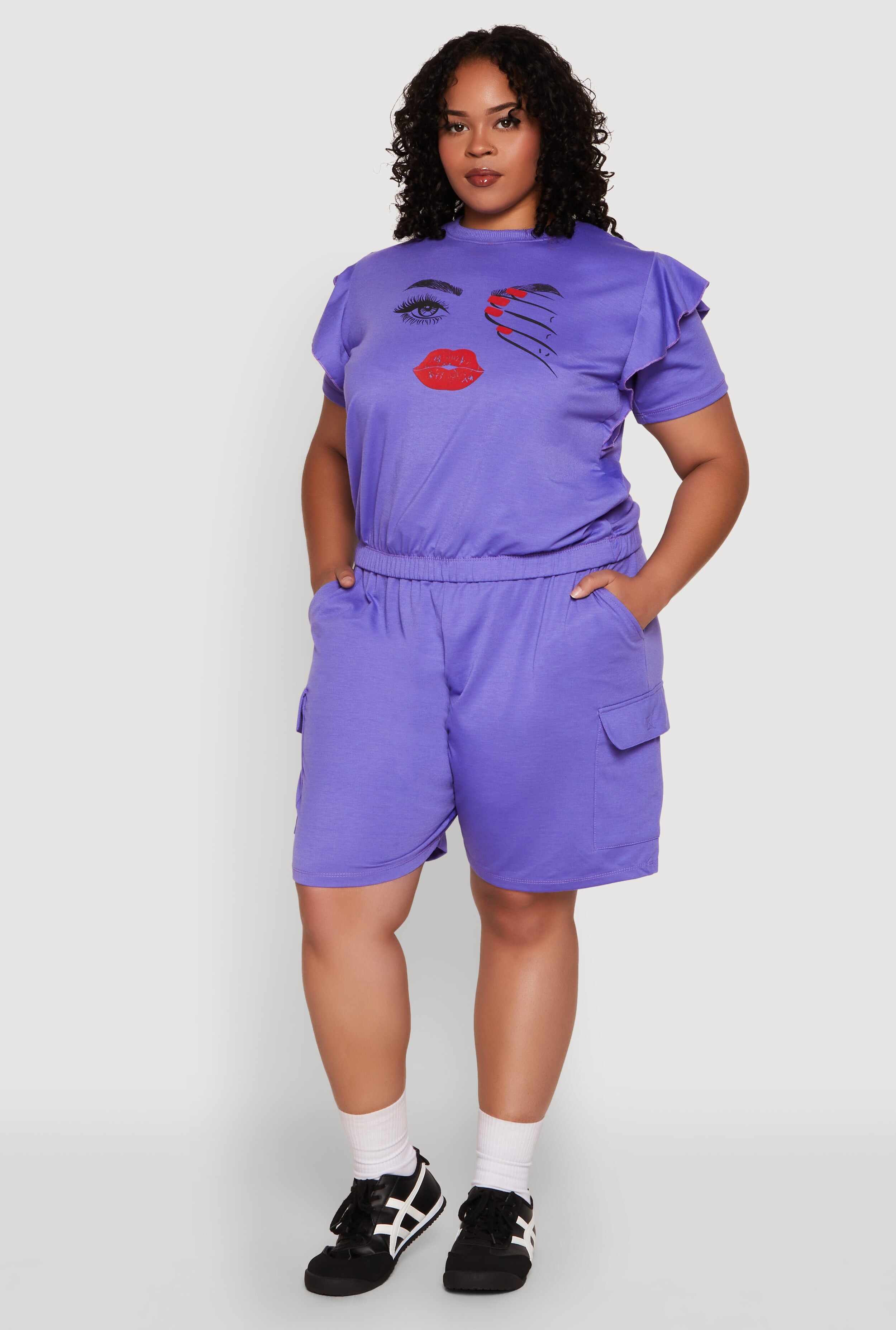 Plus Size Drawstring Cargo Sweatshorts