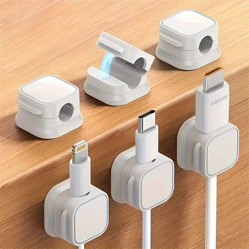 Multi-Purpose, Suitable Various Cables, Desktop And Home Office Wire Management. 6pcs PVC Holder- Strong Adhesive, No Need to Drill. Magnetic Organizer Clip, Holder