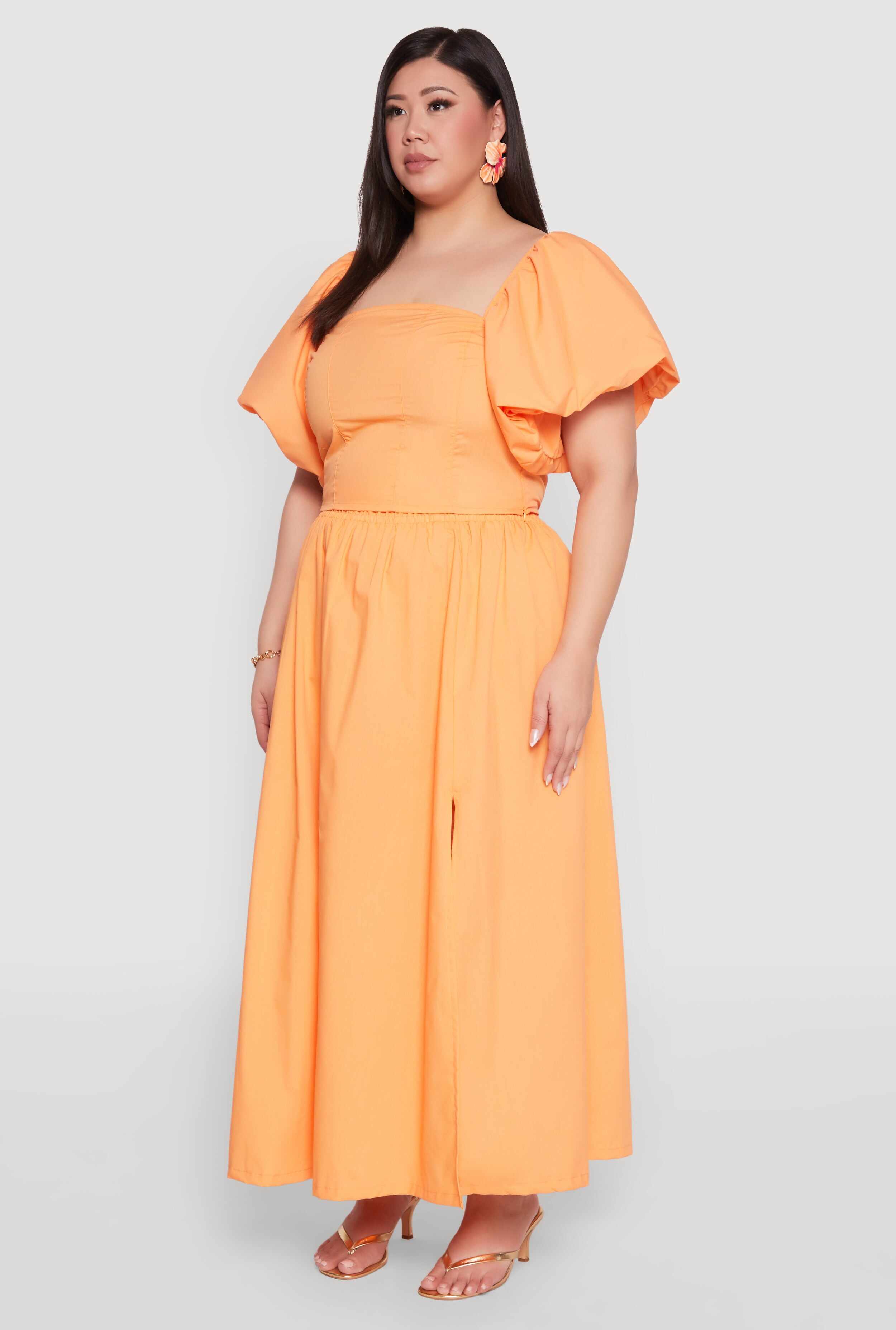 Plus Size Smocked Back Poplin Crop Top