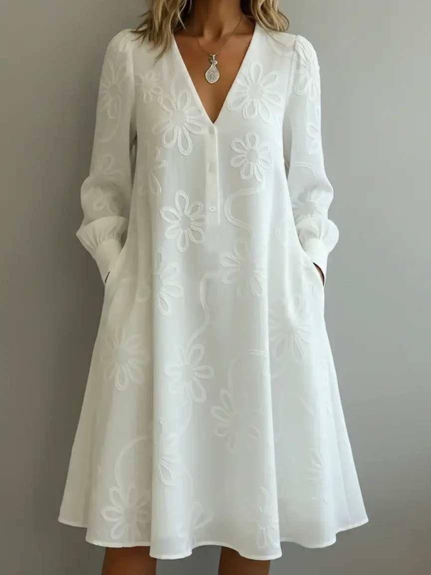 🔥Summer Arrivals🌟Vintage Elegant V-neck Floral Embroidery Dress