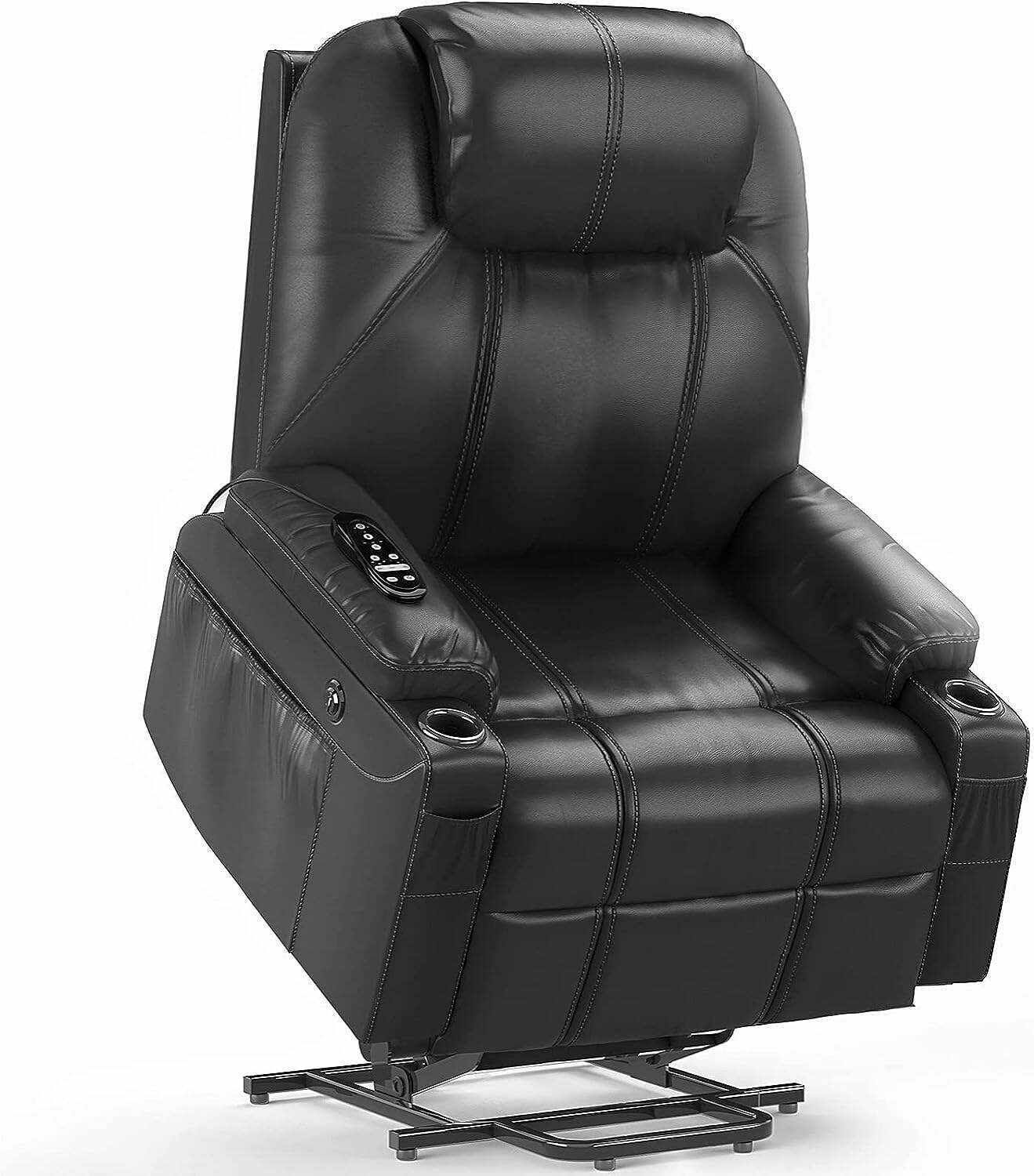 YONISEE Lar2ge Lift Chairs Recliner for Elderly - Power Fabric Lift Chair Modern with Massage and Heat, Extended Footrest, 3 Positions, 2 Side Pockets, and Cup Holders, USB Ports, Coffee Color