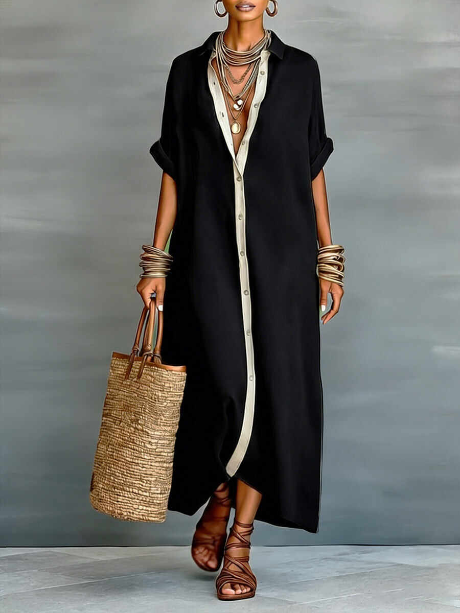 🔥Summer Arrivals🌟Women's Loose-fitting Linen And Cotton Shirt Dress
