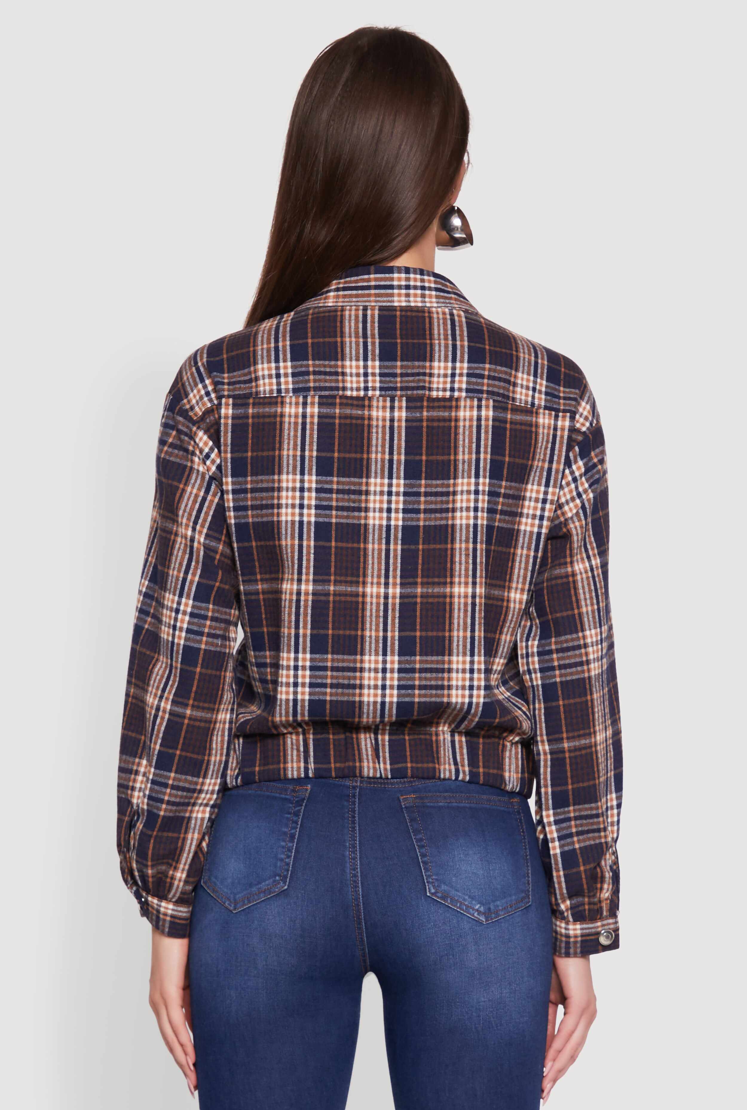 Plaid Button Front Long Sleeve Flannel Shirt
