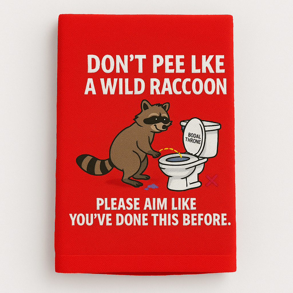 🦝🚽Wild Raccoon Bathroom Etiquette Towel