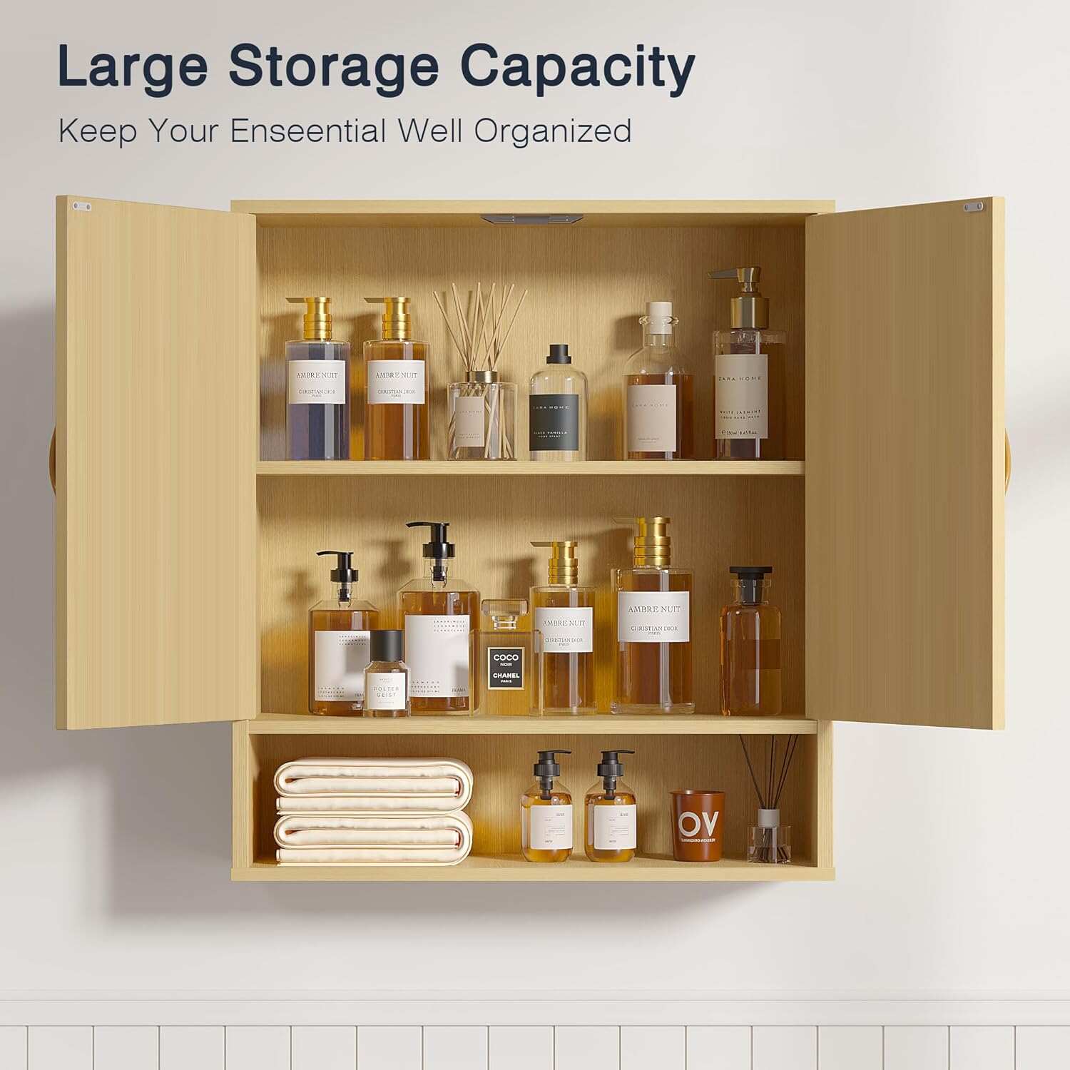 VECELO Rattan Bathroom Wall Cabinet