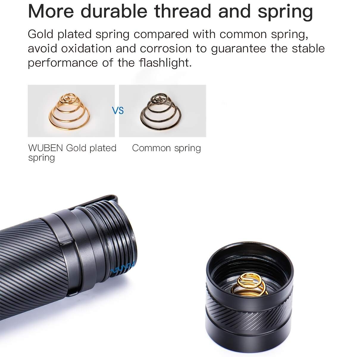 WUBEN TO50R Mini LED Waterproof Rechargeable Flashlight With Batteries 6 Modes, 2800LM