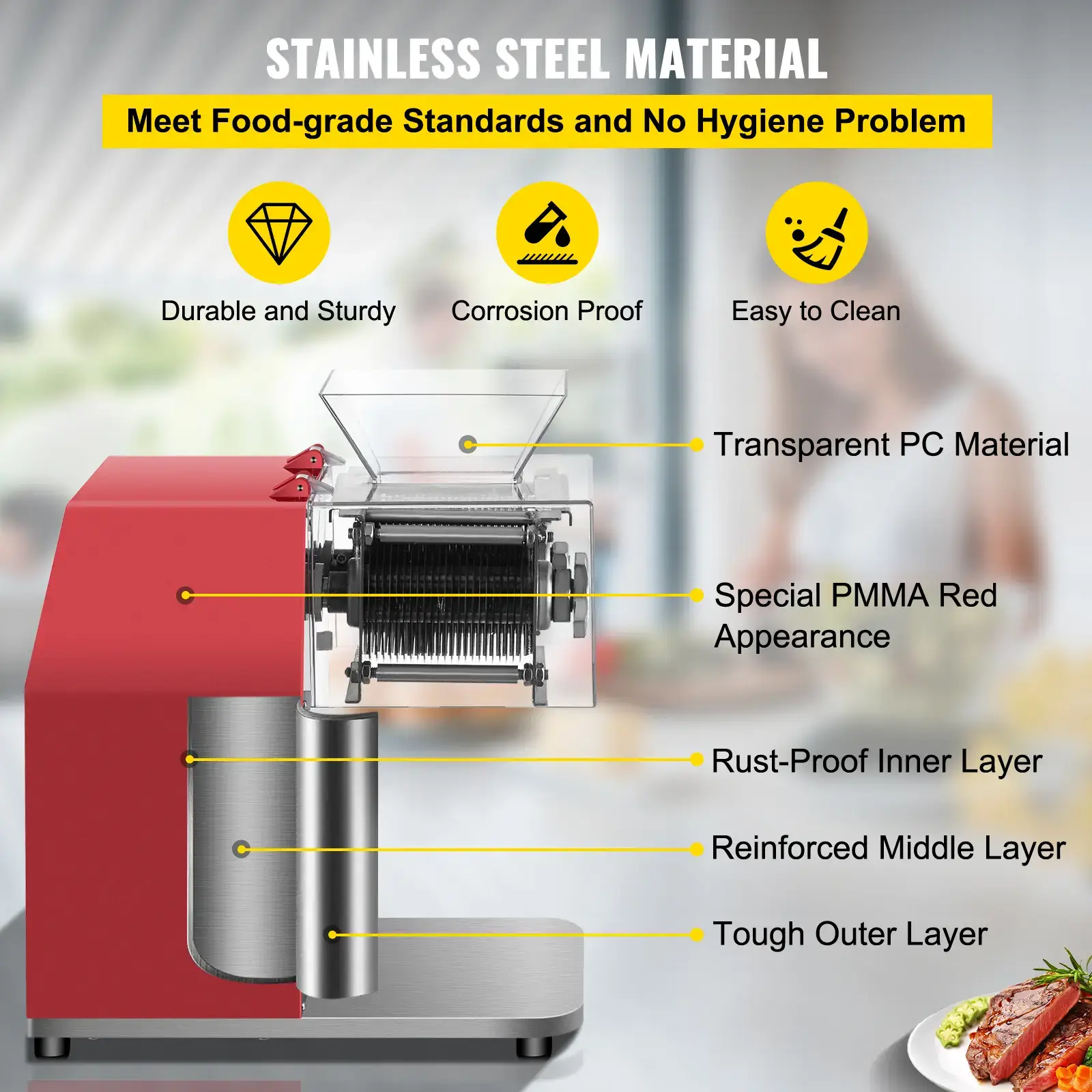 Commercial Meat Cutting Machine, Various specifications, Meat Shredding Machine, Stainless Steel Restaurant Food Cutter, for Kitchen Supermarket Lamb Beef Chicken