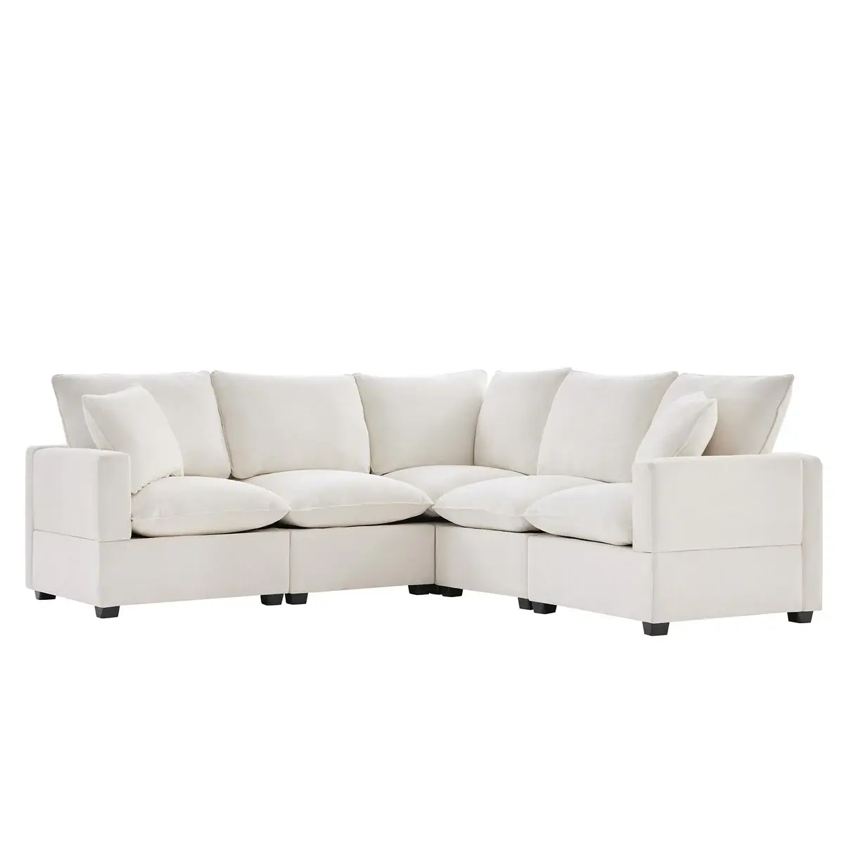 Nestfair Modern L Shape Modular Sofa 5 Seat Chenille Sectional Couch Set with 2 Pillows Included