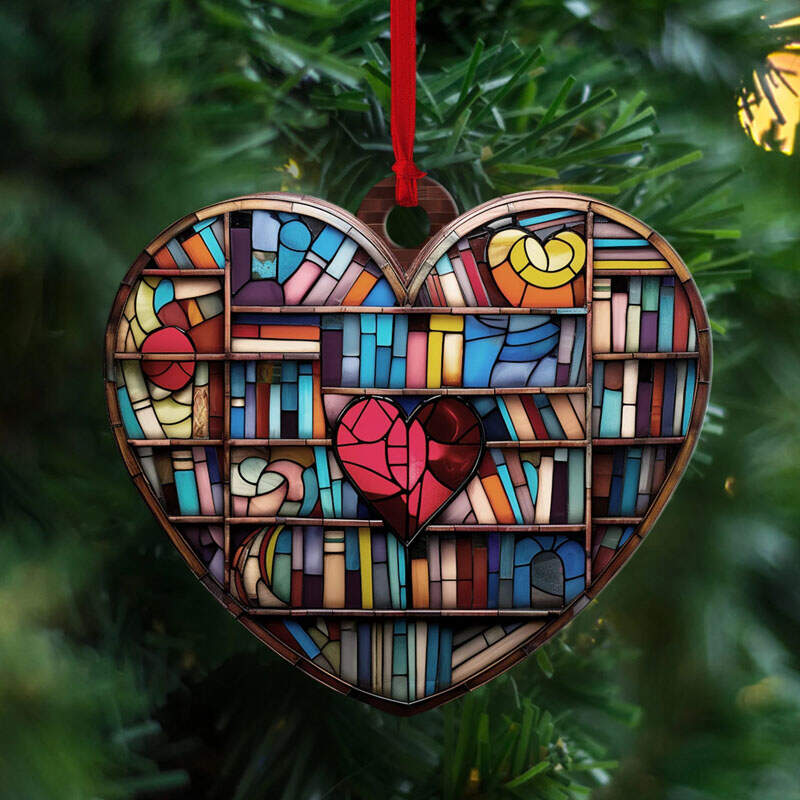 Heart-shaped Bookshelf Christmas Ornament