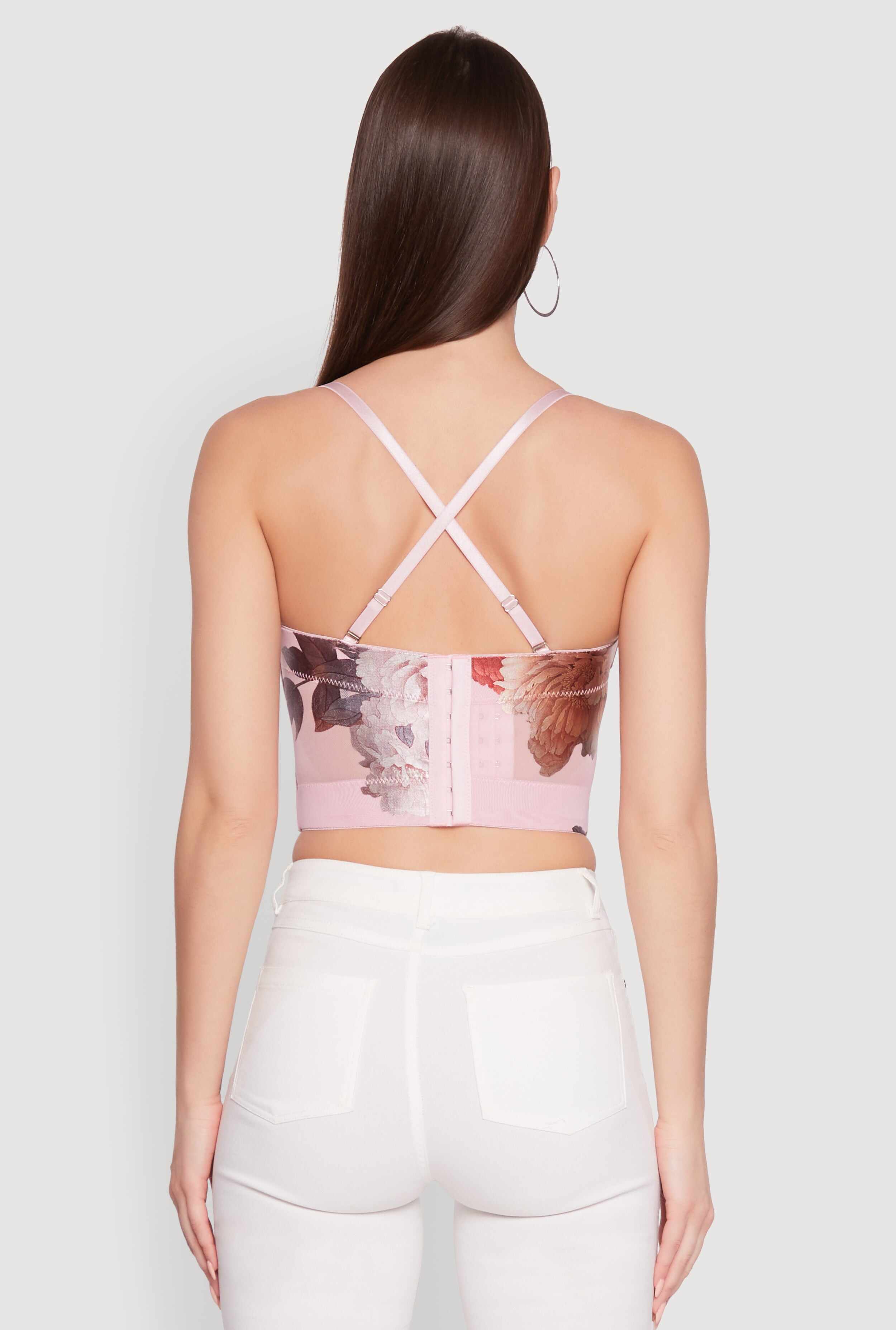 Stylish Floral Mesh Bustier Crop Top