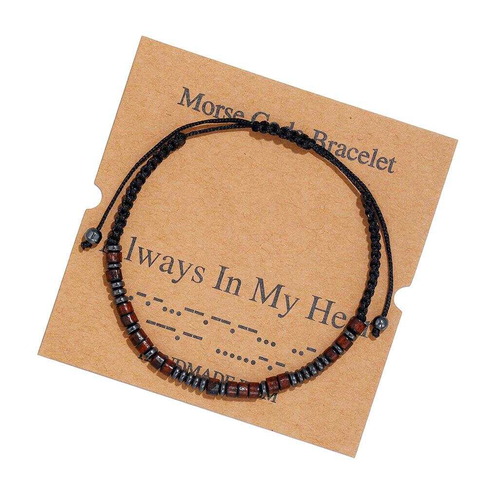 Women's Men's Unisex Morse Code Alphanumeric Weave Couple Bracelet