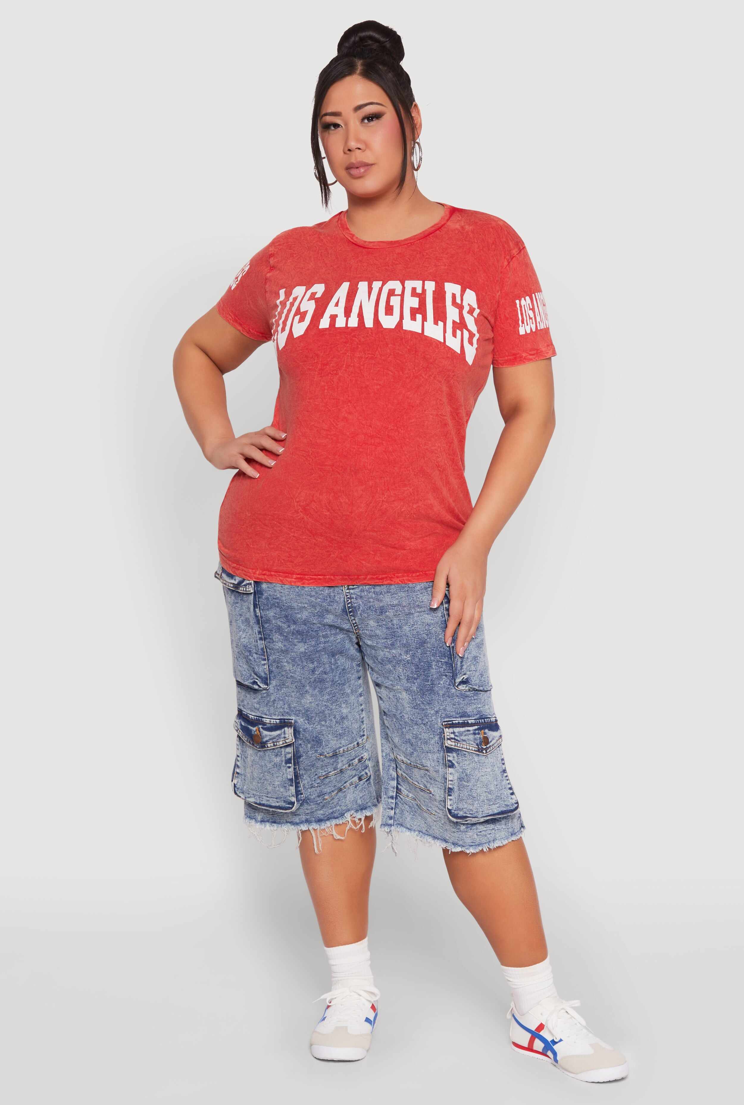 Plus Size Mineral Wash Los Angeles Graphic Tee