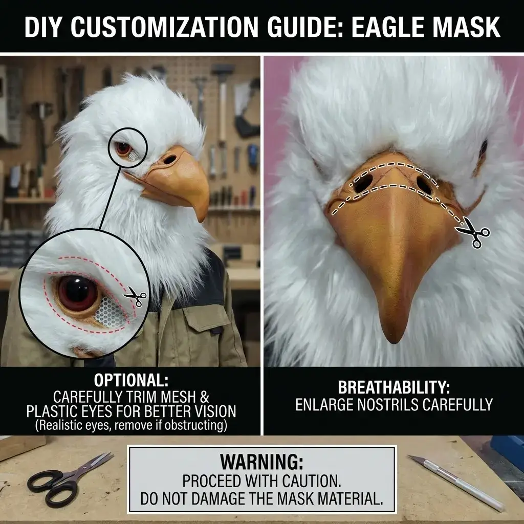 PATYGR White Eagle Mask Animal Head Cover for Halloween Cosplay Rave Party Realistic Latex Animal Bird Mask Prank Props Accessories