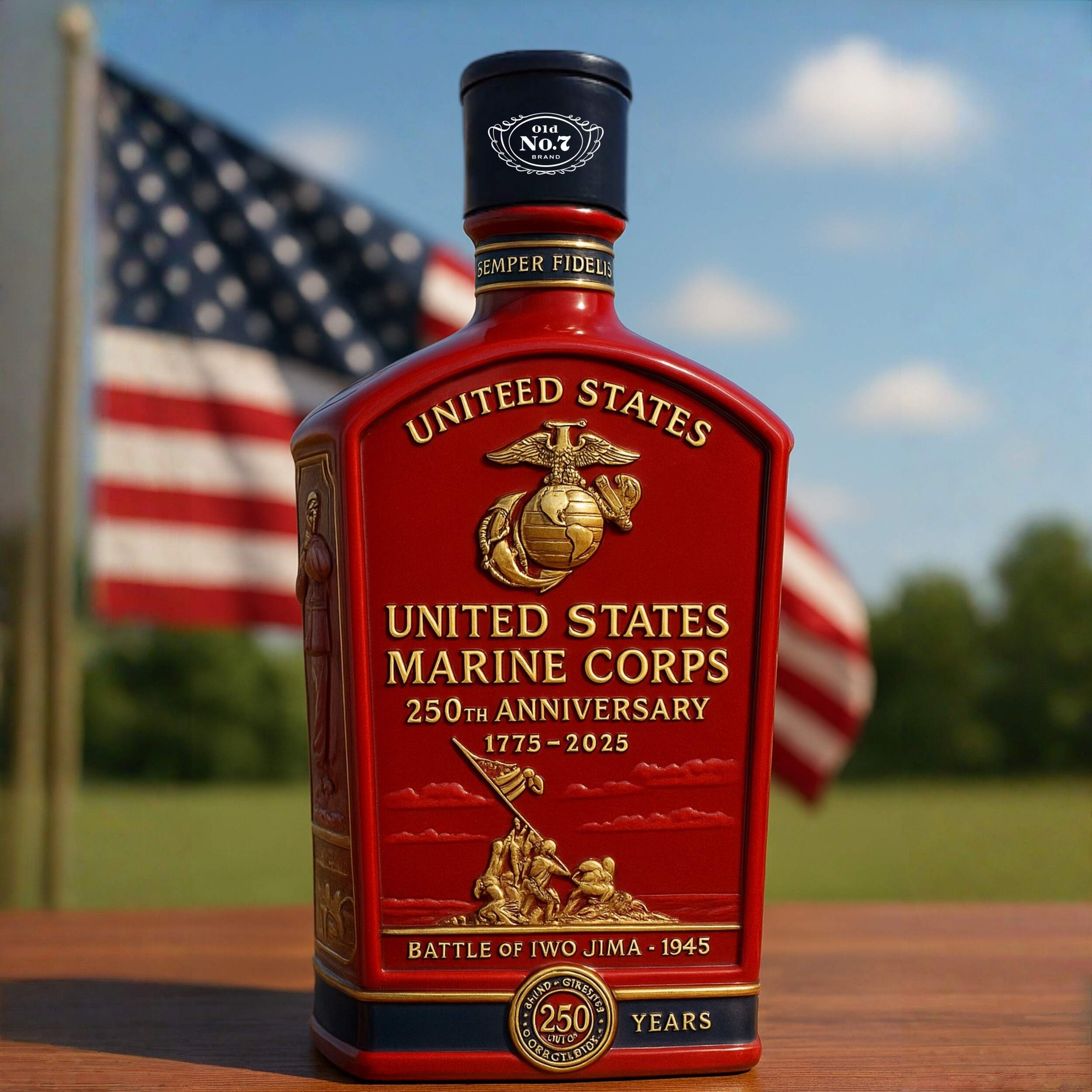 U.S. Marine Corps 250th Anniversary Whiskey Bottle