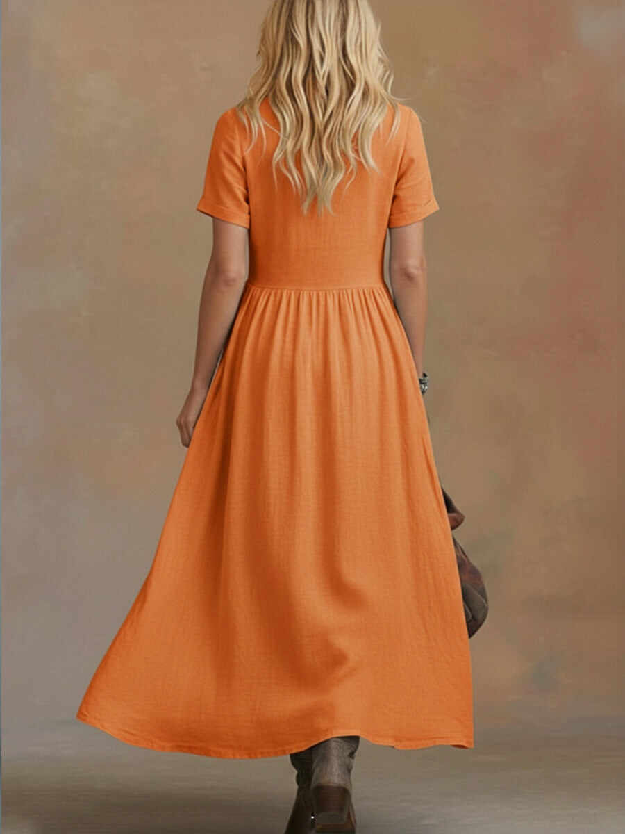🔥Summer Arrivals🌟Comfortable Linen And Cotton Tie-waist Dress