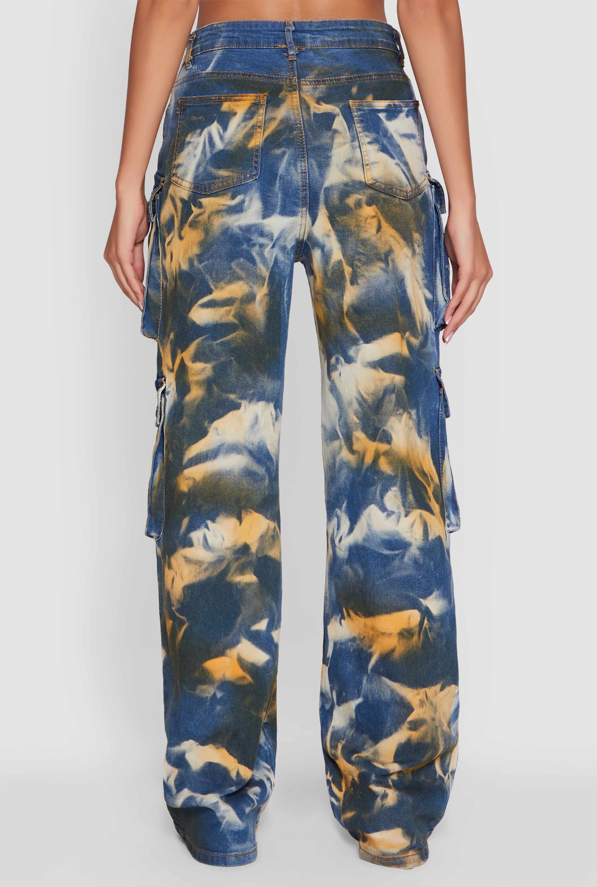 Daisy High Waisted Straight Leg Jeans with Cargo Pockets