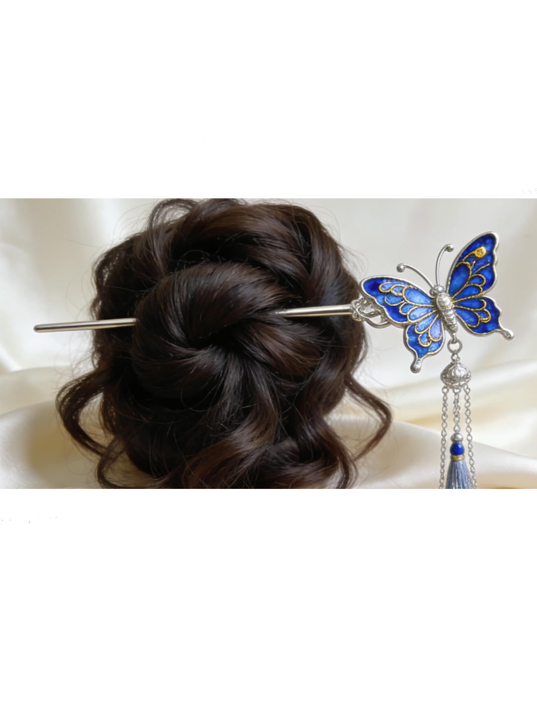 Women Alloy Embroidery Pearl Banana Hairpin