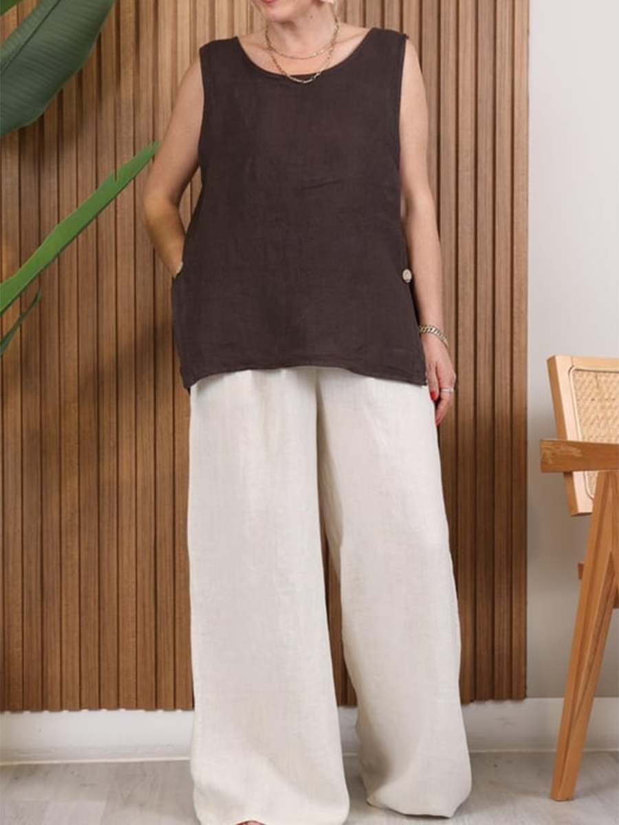 🔥Summer Arrivals🌟Women's Button-down Slit Linen Top