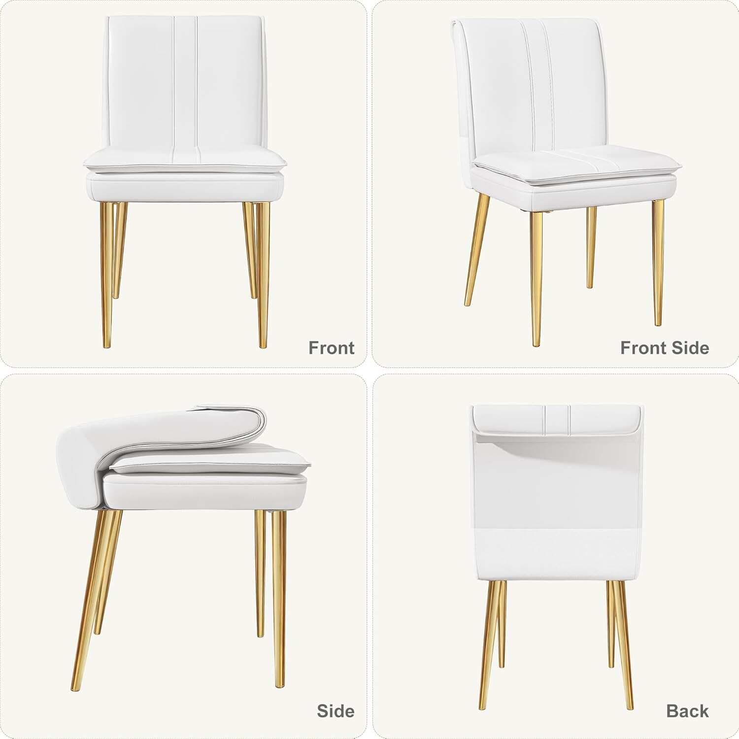 VECELO Upholstered PU Dining Chairs Set of 2