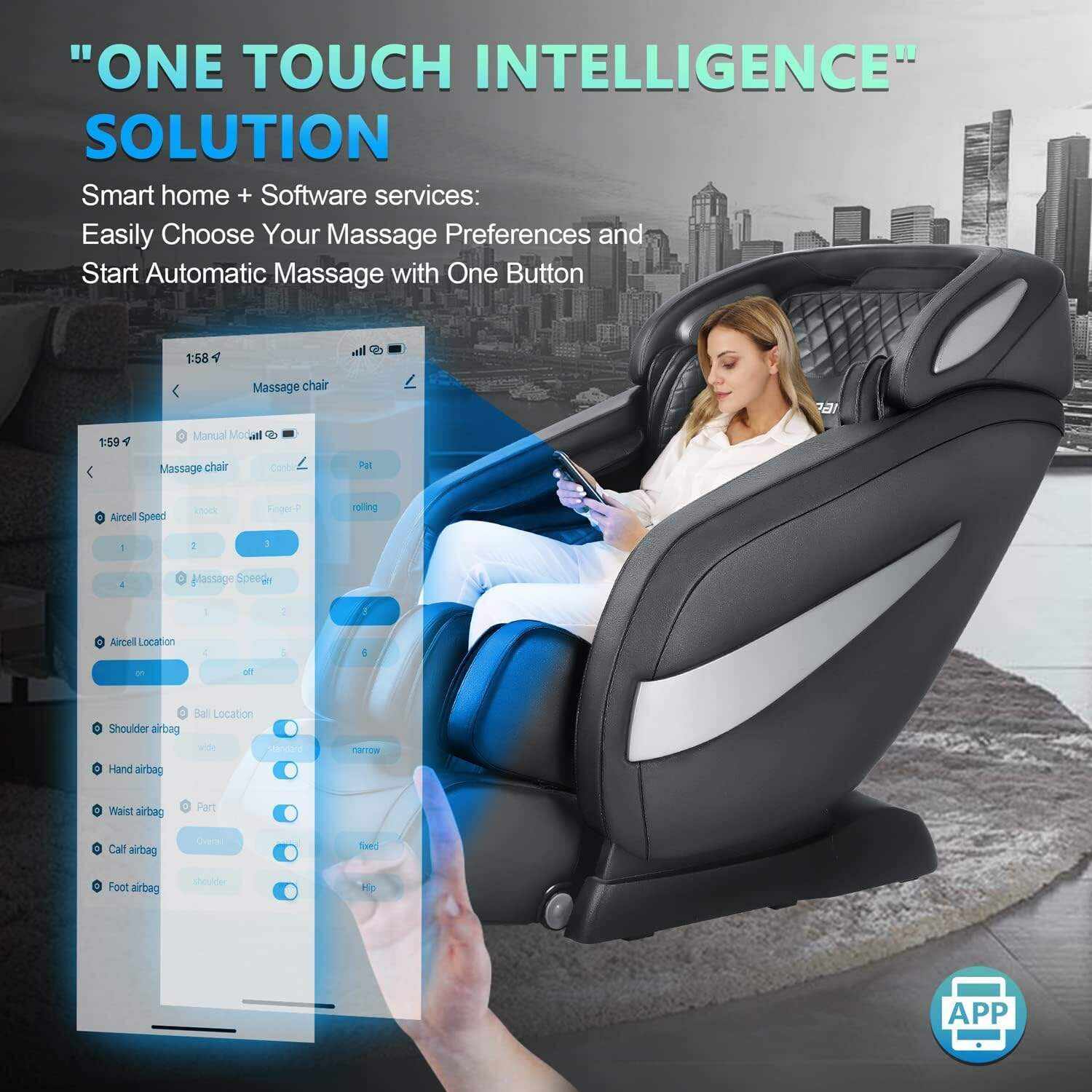 OWAYS Massage Chair,Zero Gravity SL Track Massage Chairs, Full Body Shiatsu Massage Chair Recliner with Space Saving, Auto Body Detection, Thai Stretching, Bluetooth Speaker, Heat, Foot Roller